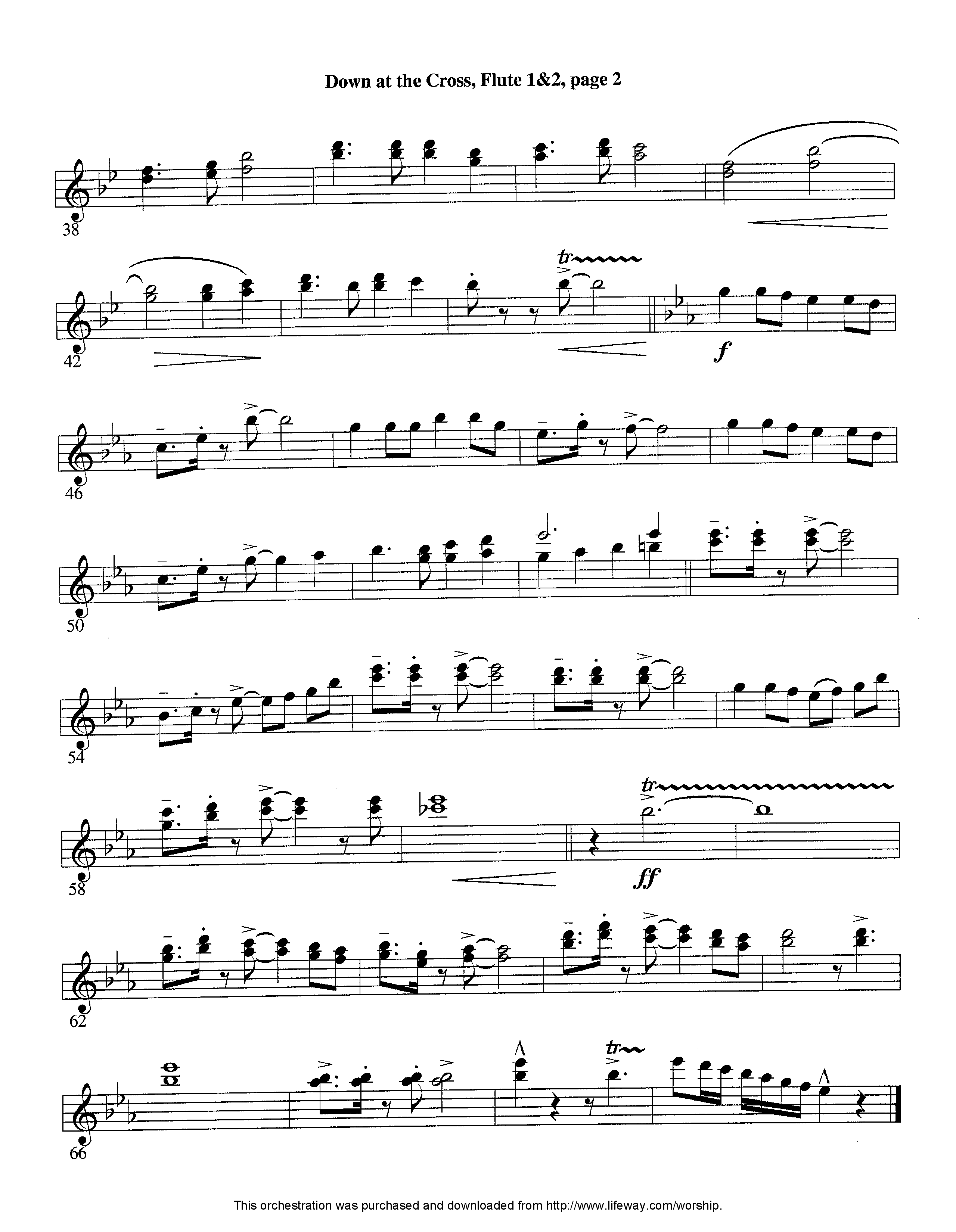 Down At The Cross (Instrumental) Flute 1/2 (Lifeway Worship / Arr. Ed Hogan)