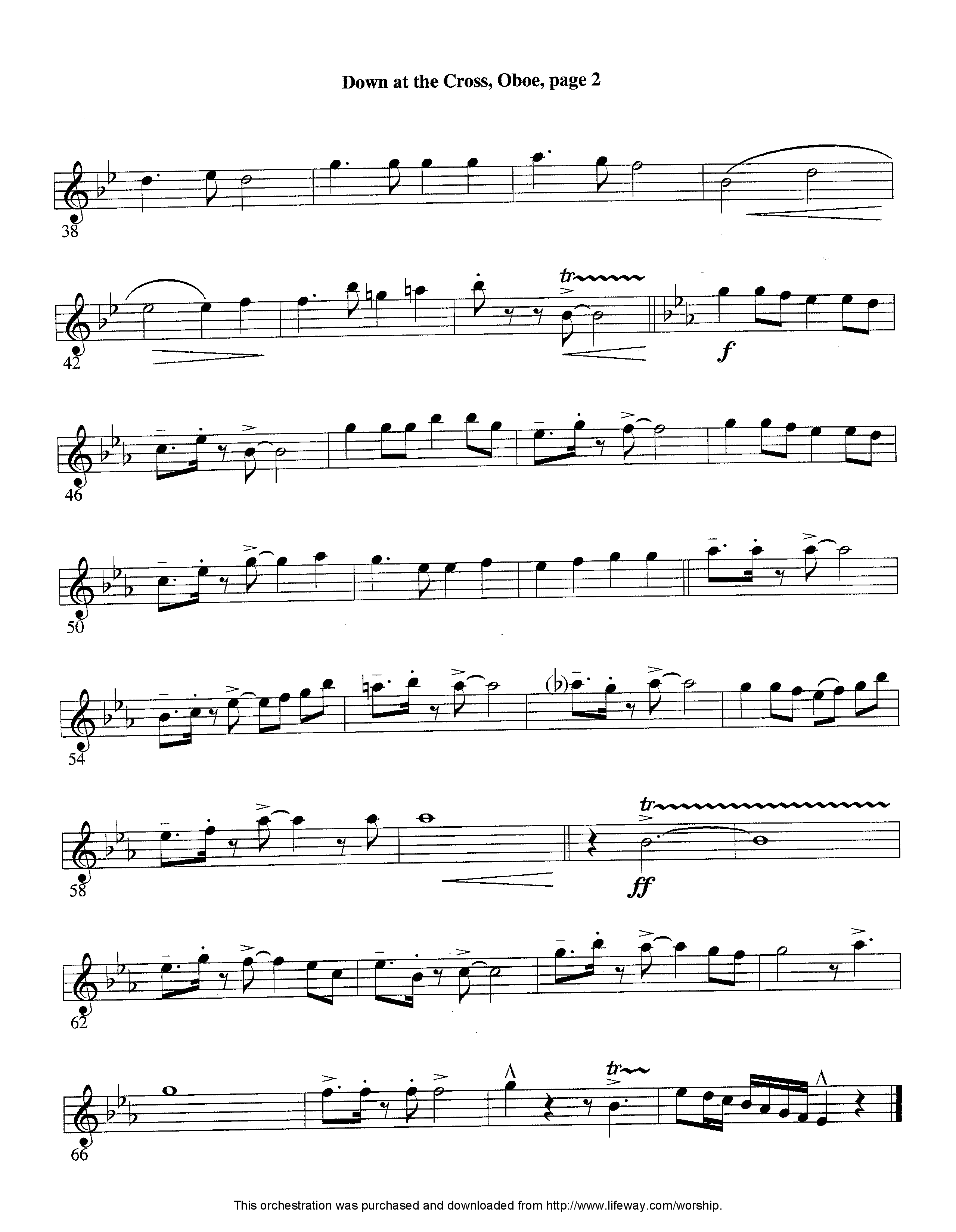 Down At The Cross (Instrumental) Oboe (Lifeway Worship / Arr. Ed Hogan)