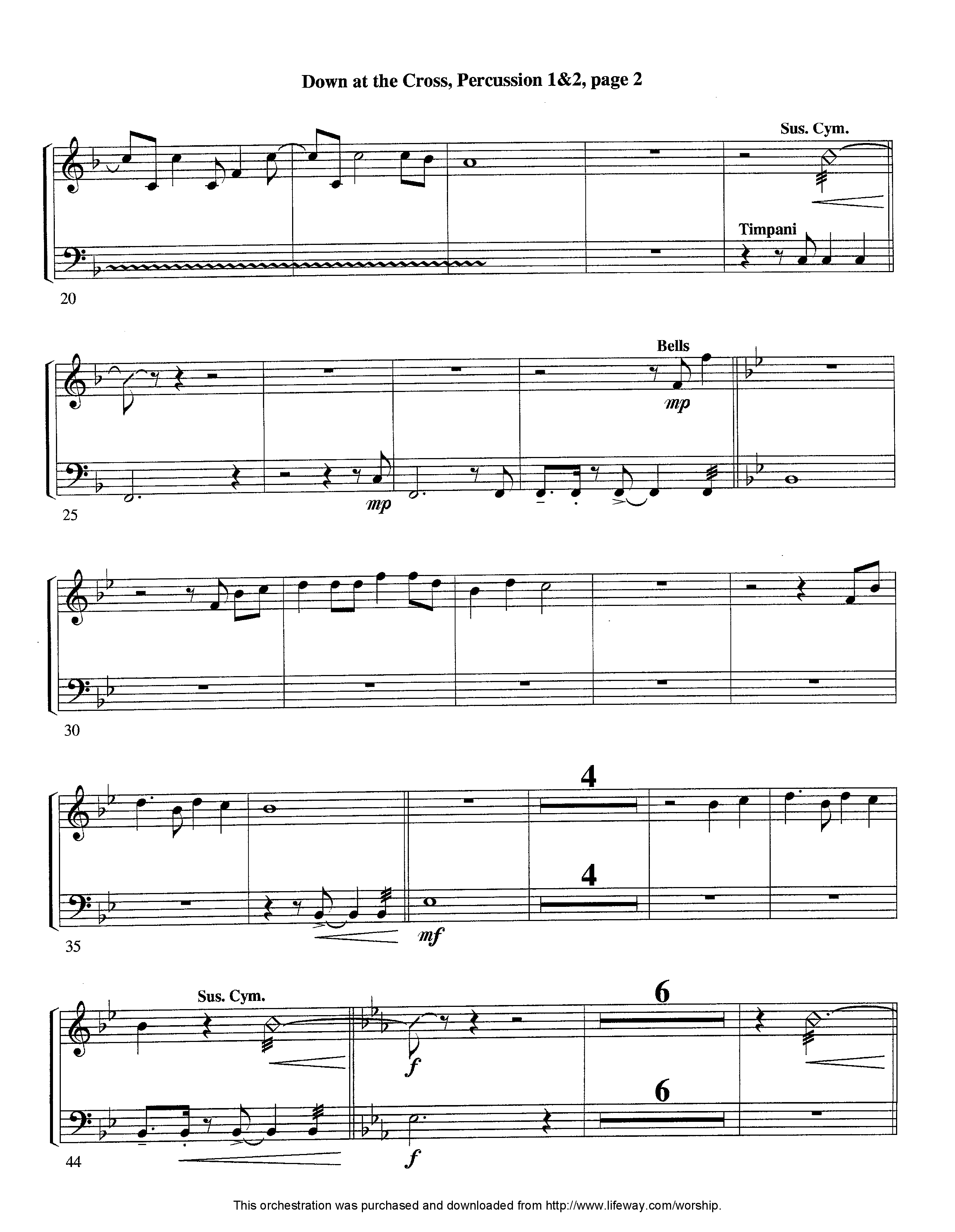 Down At The Cross (Instrumental) Percussion 1/2 (Lifeway Worship / Arr. Ed Hogan)