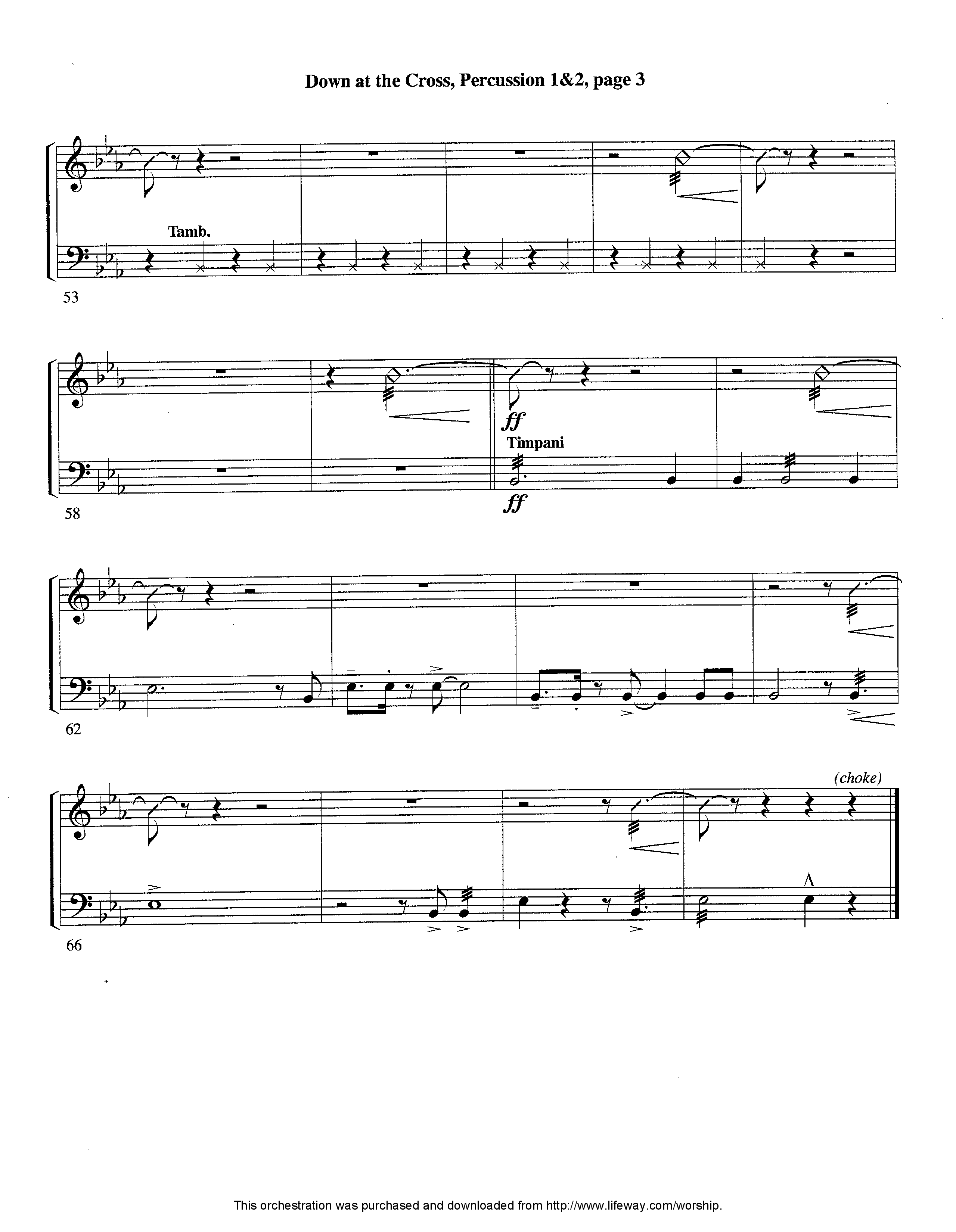 Down At The Cross (Instrumental) Percussion 1/2 (Lifeway Worship / Arr. Ed Hogan)