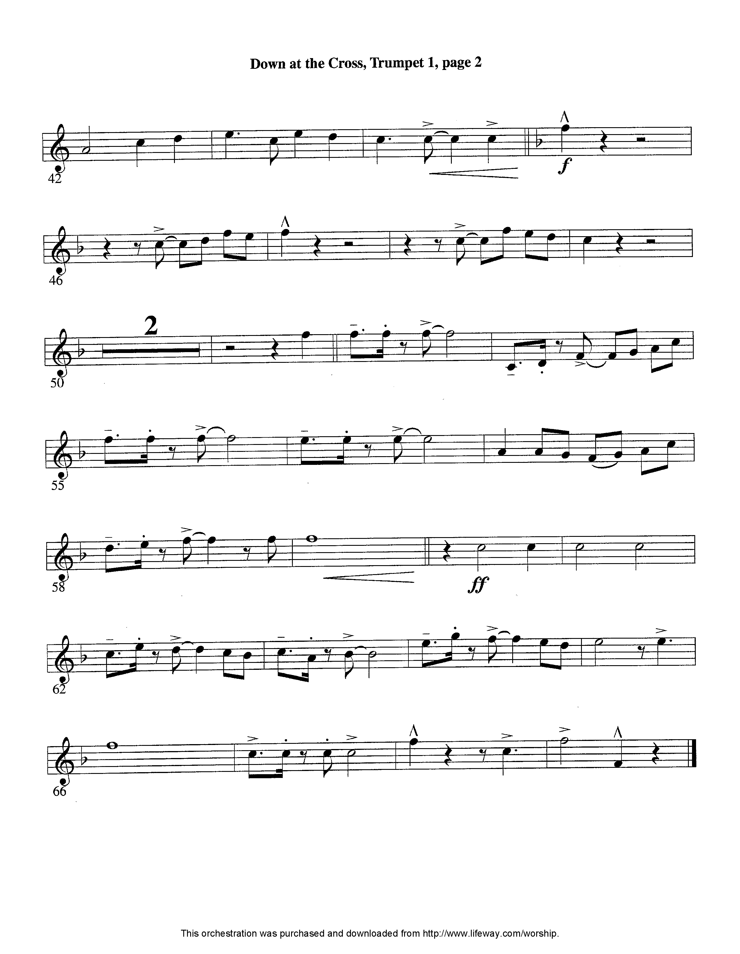 Down At The Cross (Instrumental) Trumpet 1 (Lifeway Worship / Arr. Ed Hogan)