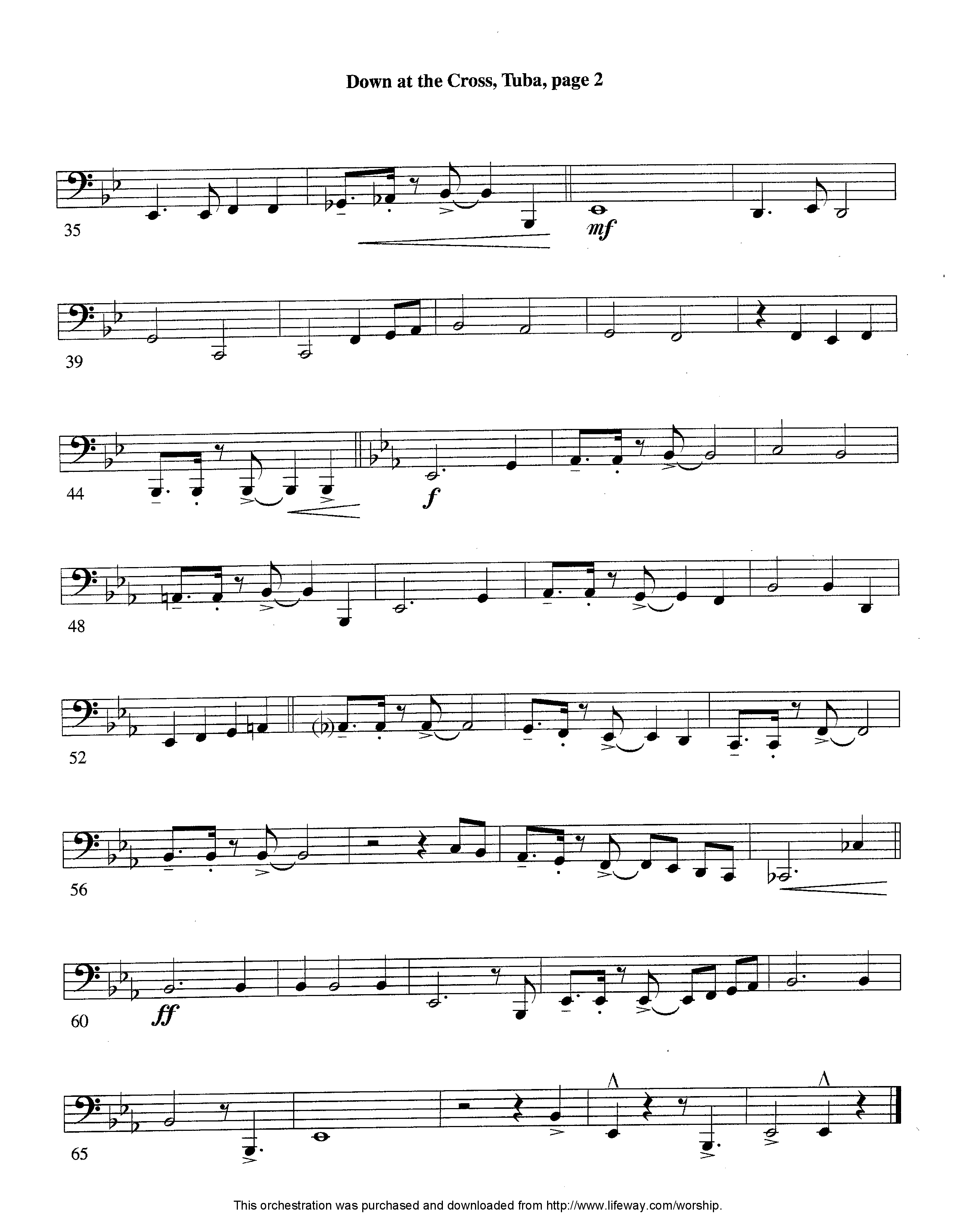 Down At The Cross (Instrumental) Tuba (Lifeway Worship / Arr. Ed Hogan)