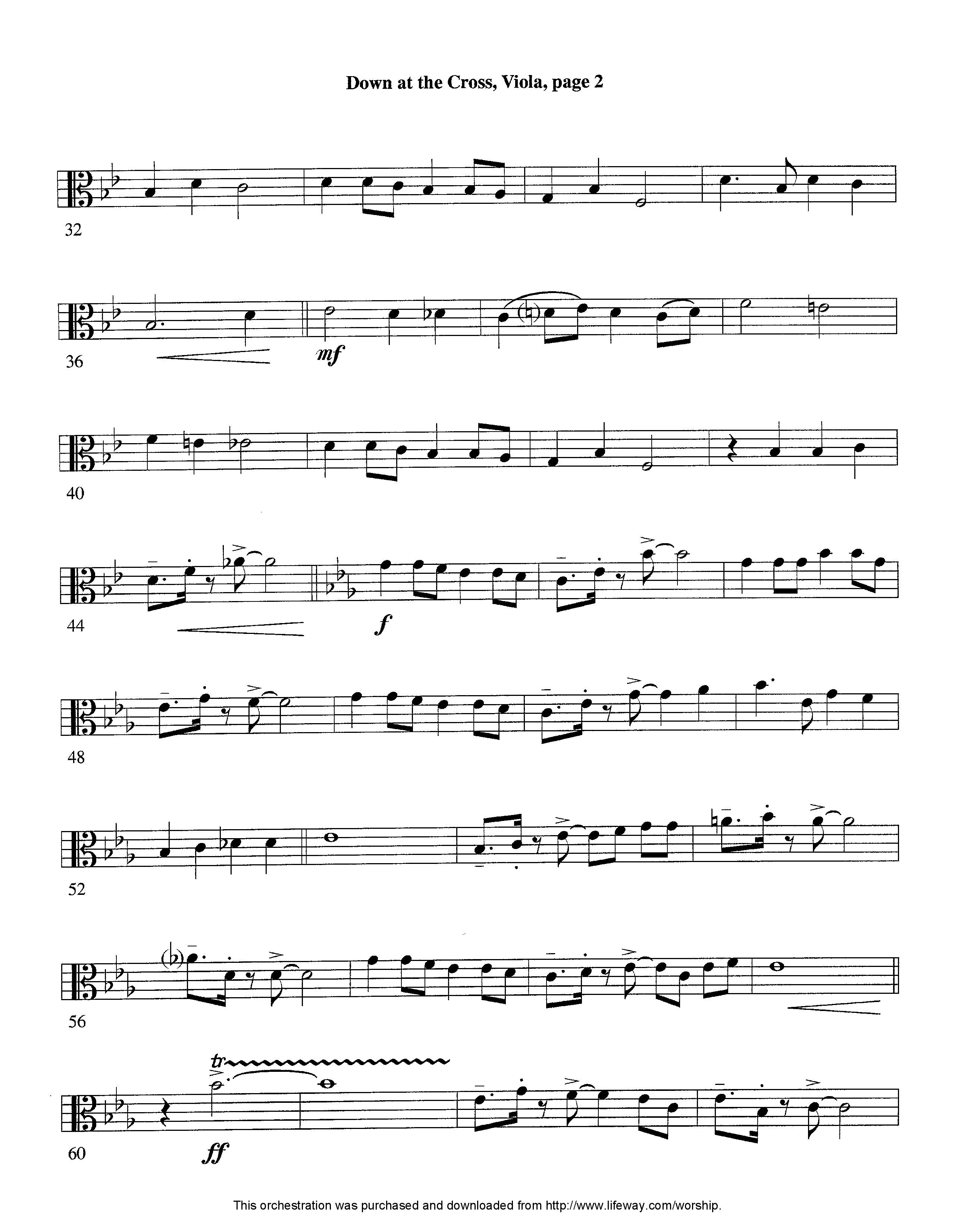 Down At The Cross (Instrumental) Viola (Lifeway Worship / Arr. Ed Hogan)