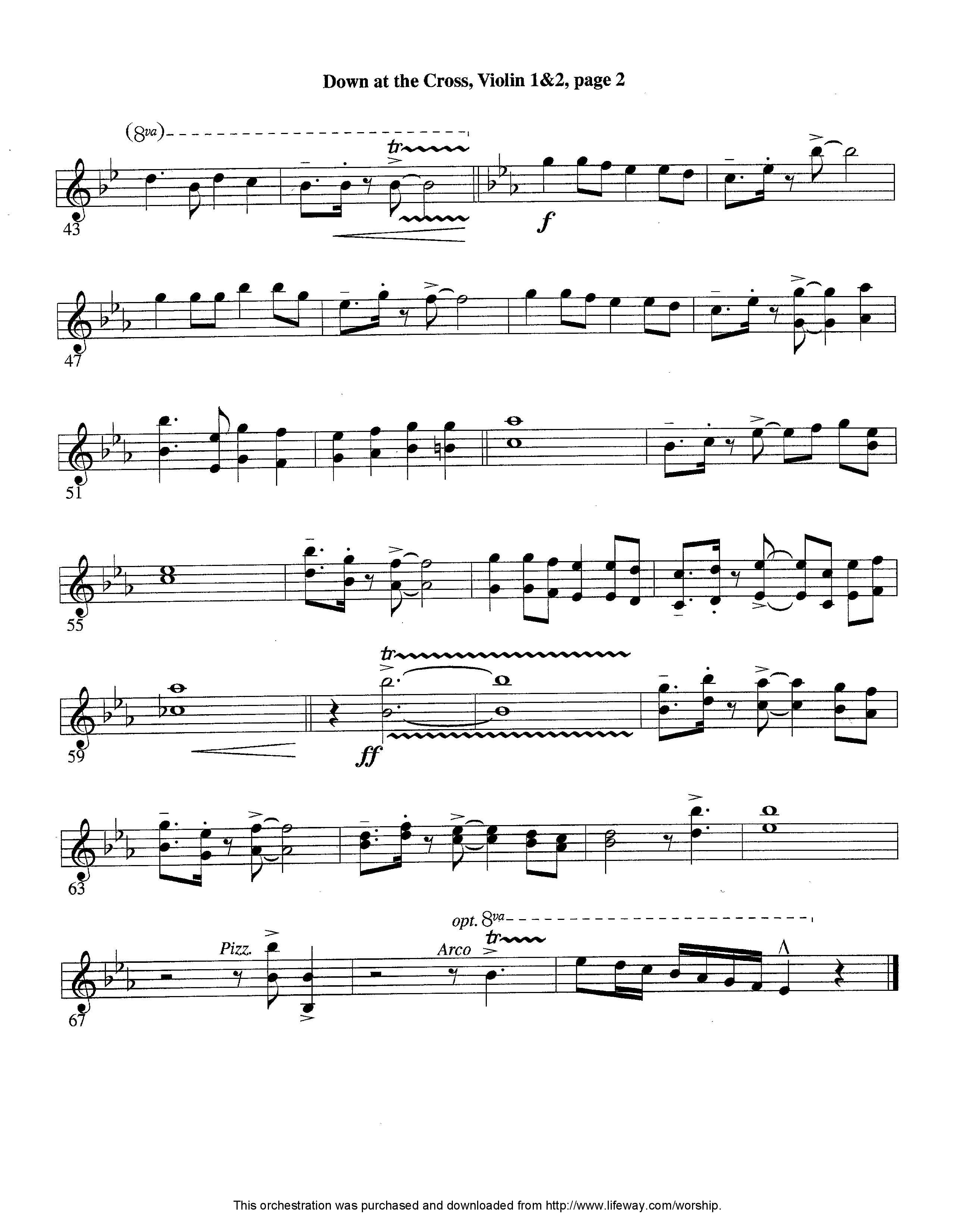 Down At The Cross (Instrumental) Violin 1/2 (Lifeway Worship / Arr. Ed Hogan)