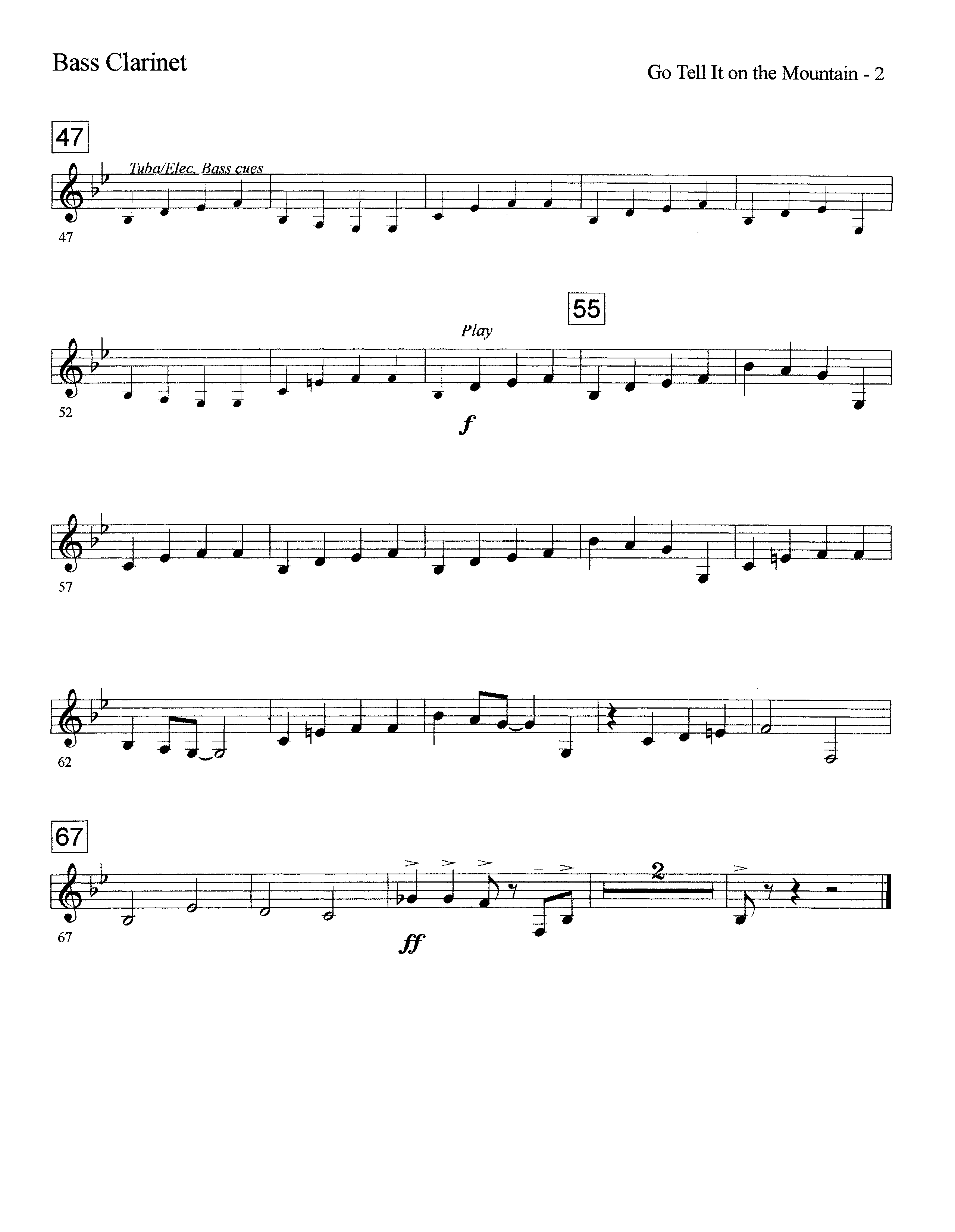 Go Tell It On The Mountain (Instrumental) Bass Clarinet (Lifeway Worship / Arr. David Winkler)