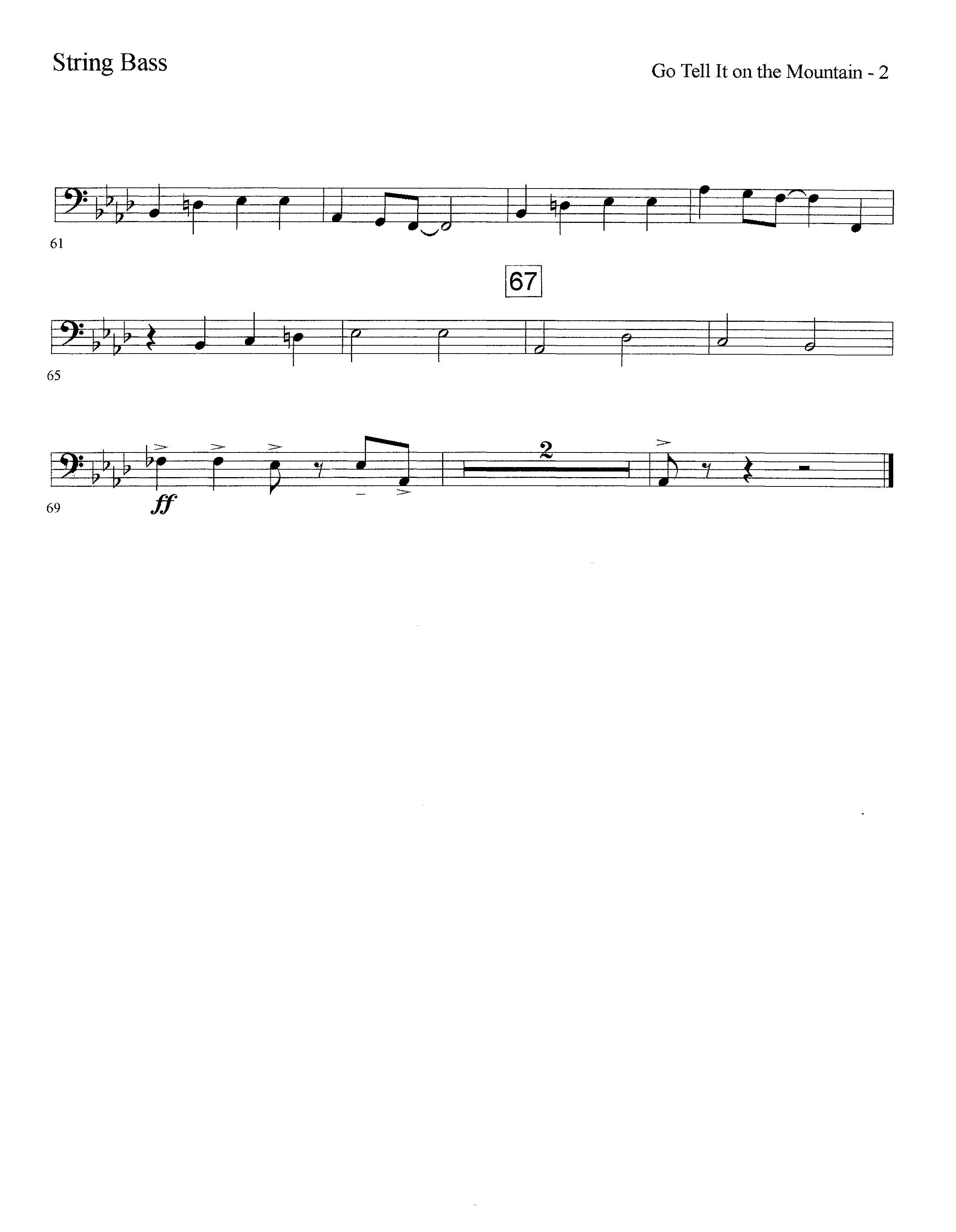 Go Tell It On The Mountain (Instrumental) Double Bass (Lifeway Worship / Arr. David Winkler)