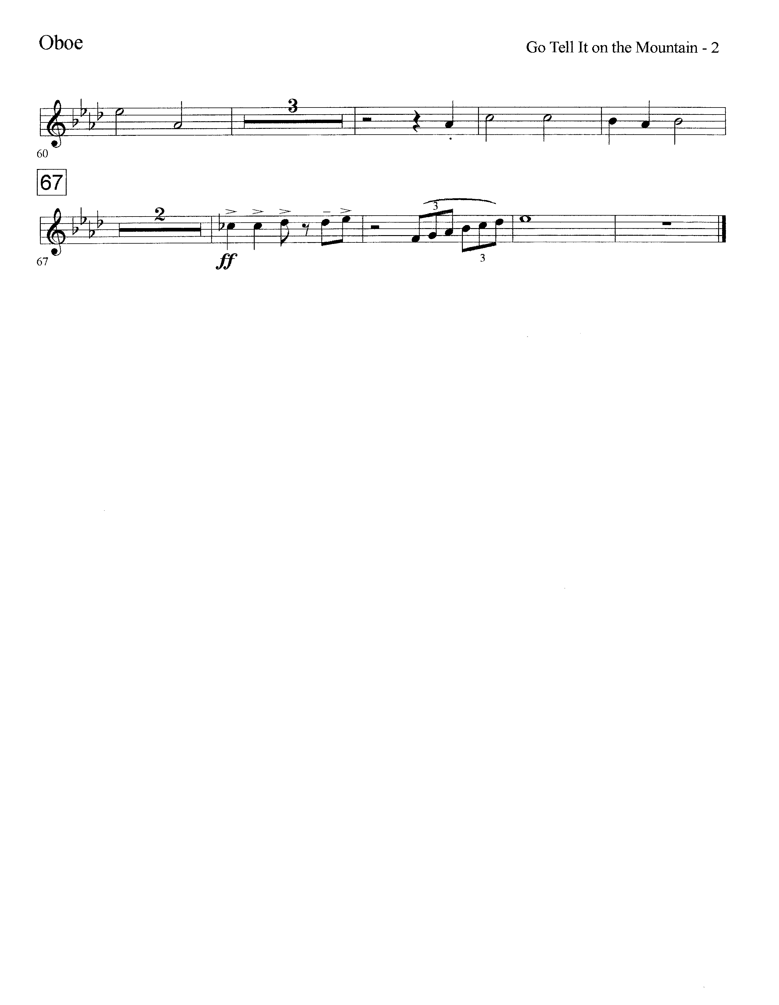 Go Tell It On The Mountain (Instrumental) Oboe (Lifeway Worship / Arr. David Winkler)