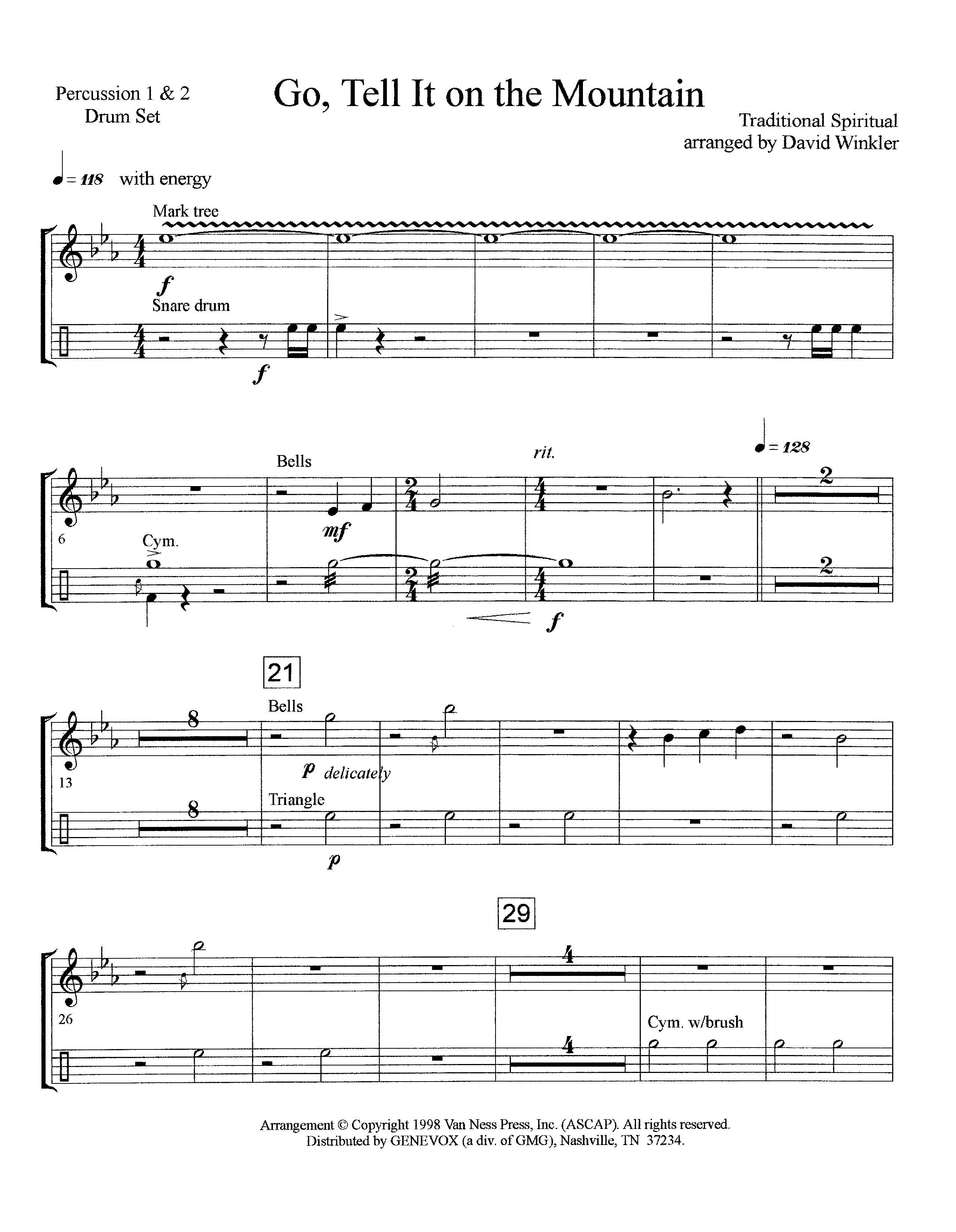 Go Tell It On The Mountain (Instrumental) Percussion (Lifeway Worship / Arr. David Winkler)