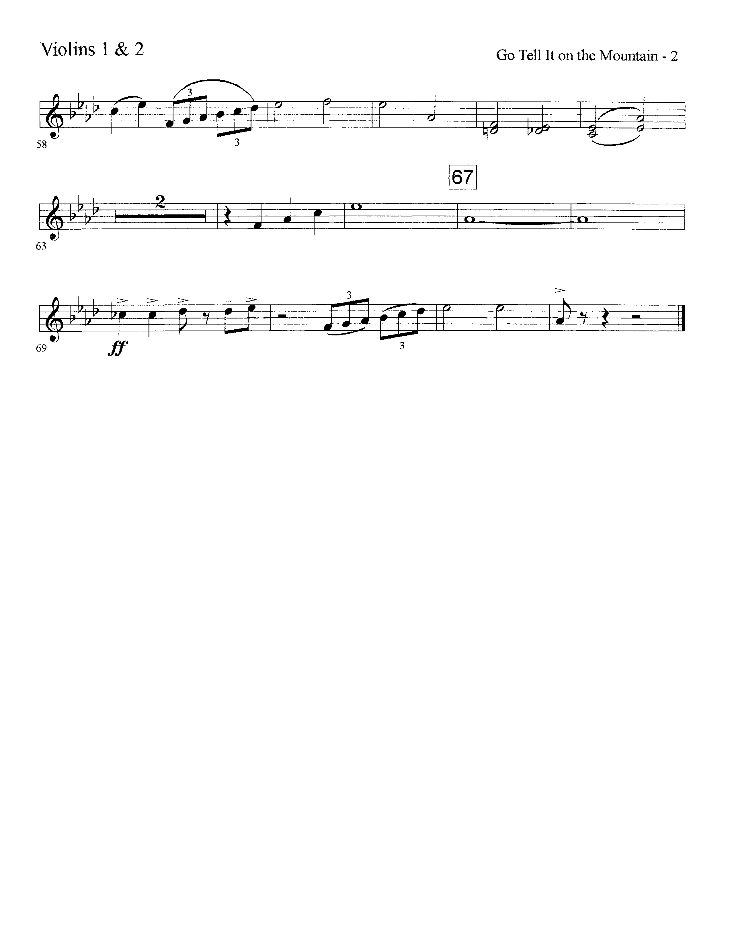 Go Tell It On The Mountain (Instrumental) Violin 1/2 (Lifeway Worship / Arr. David Winkler)