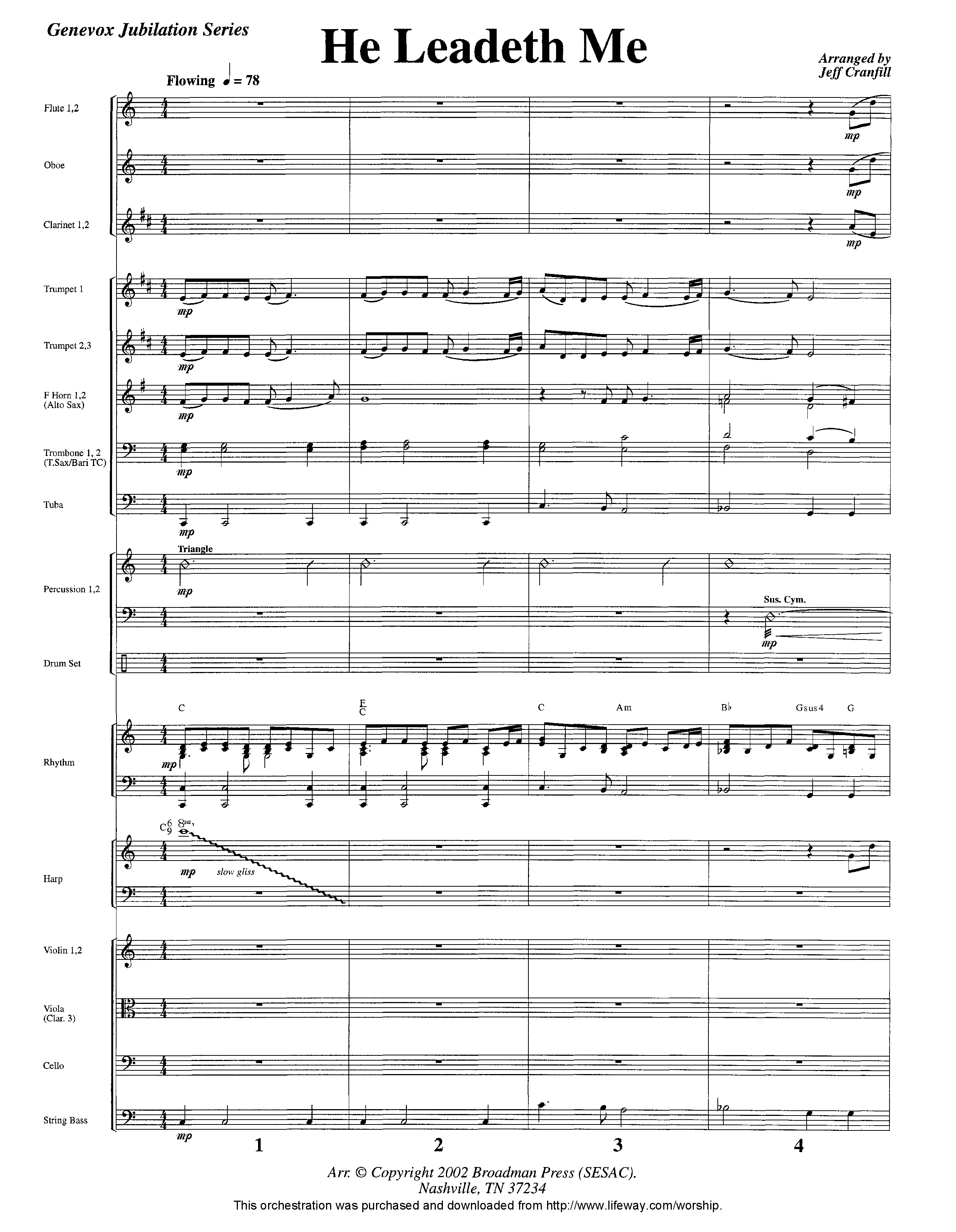 He Leadeth Me (Instrumental) Orchestration (Lifeway Worship / Arr. Jeff Cranfill)