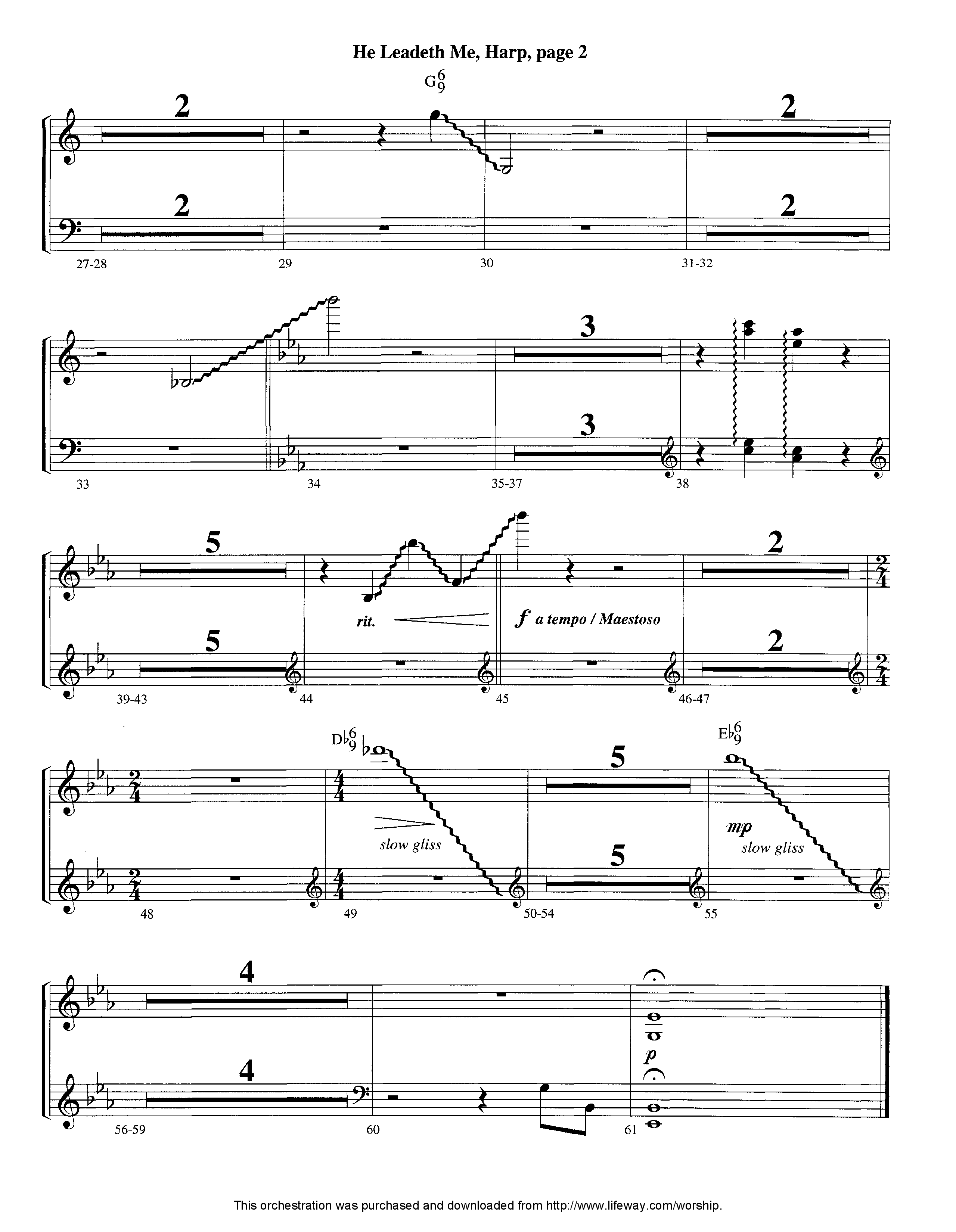 He Leadeth Me (Instrumental) Harp (Lifeway Worship / Arr. Jeff Cranfill)