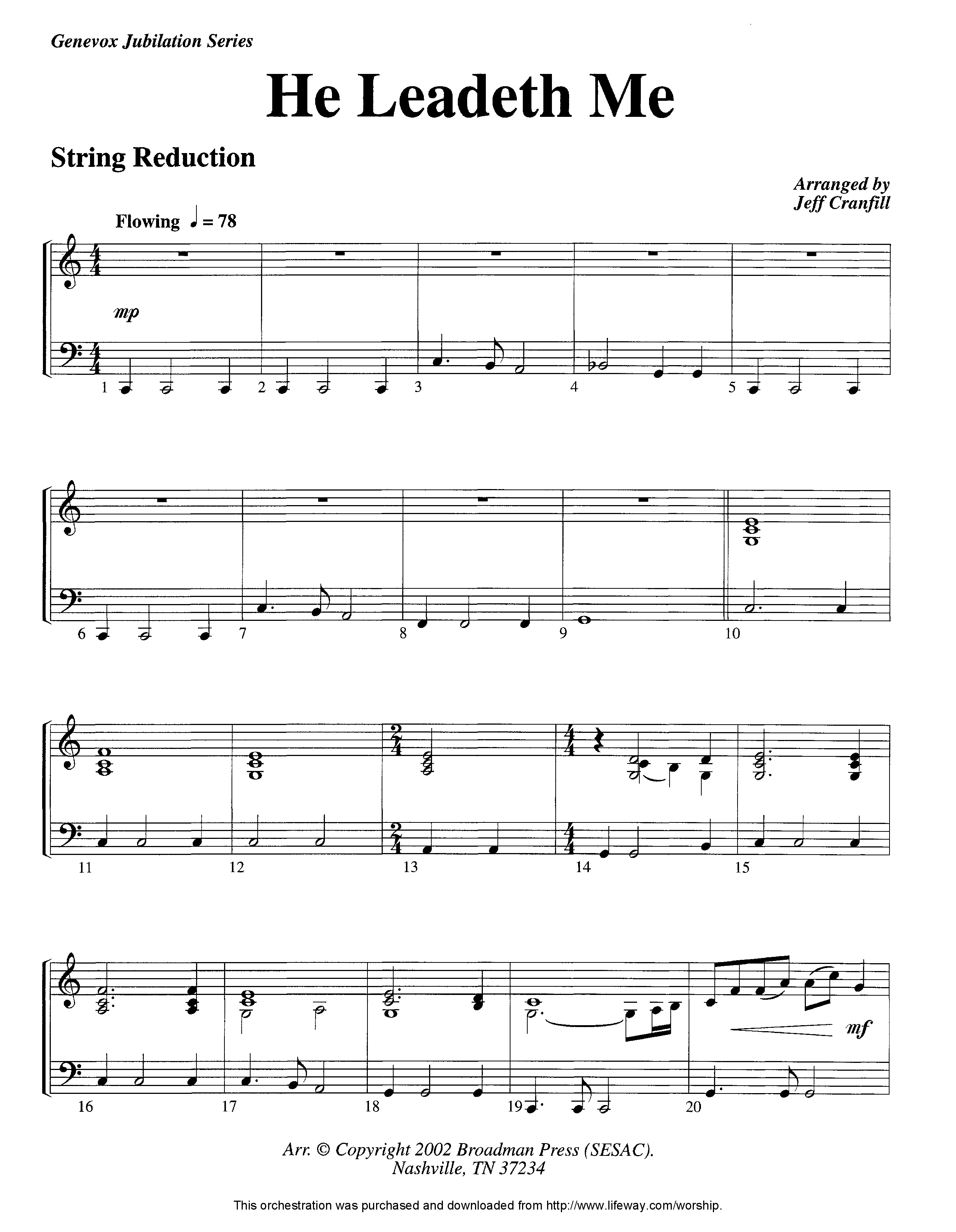 He Leadeth Me (Instrumental) String Reduction (Lifeway Worship / Arr. Jeff Cranfill)