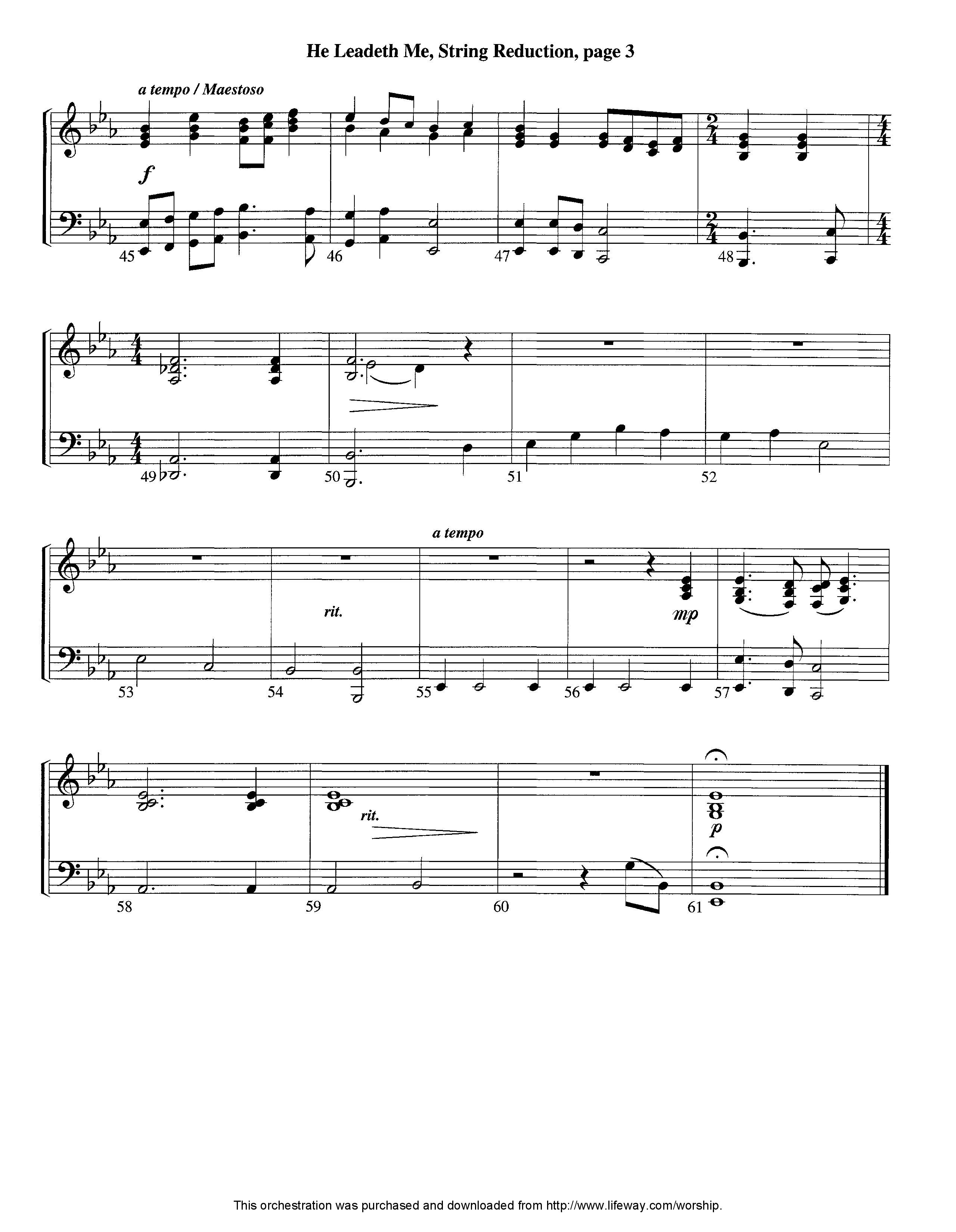 He Leadeth Me (Instrumental) String Reduction (Lifeway Worship / Arr. Jeff Cranfill)