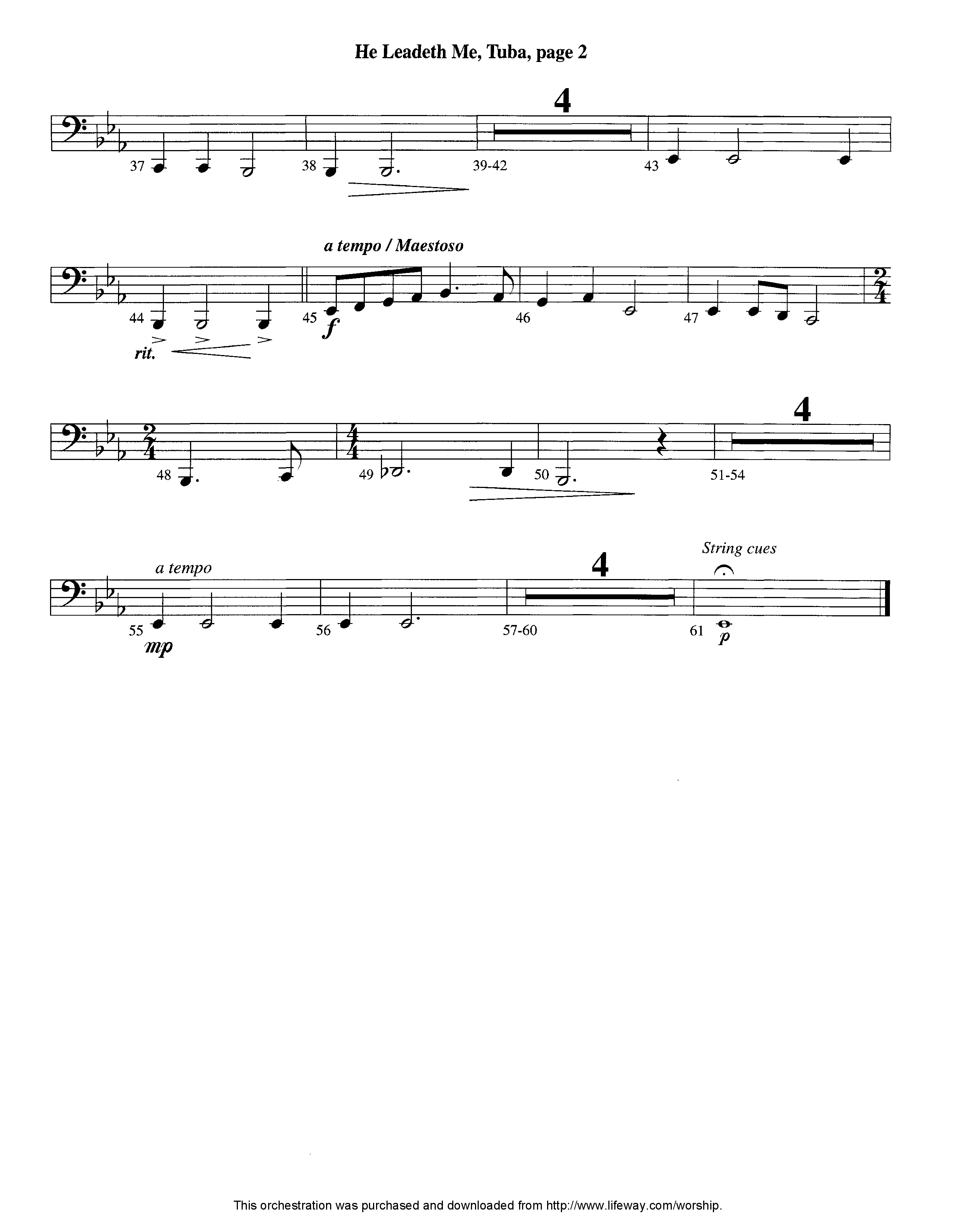 He Leadeth Me (Instrumental) Tuba (Lifeway Worship / Arr. Jeff Cranfill)