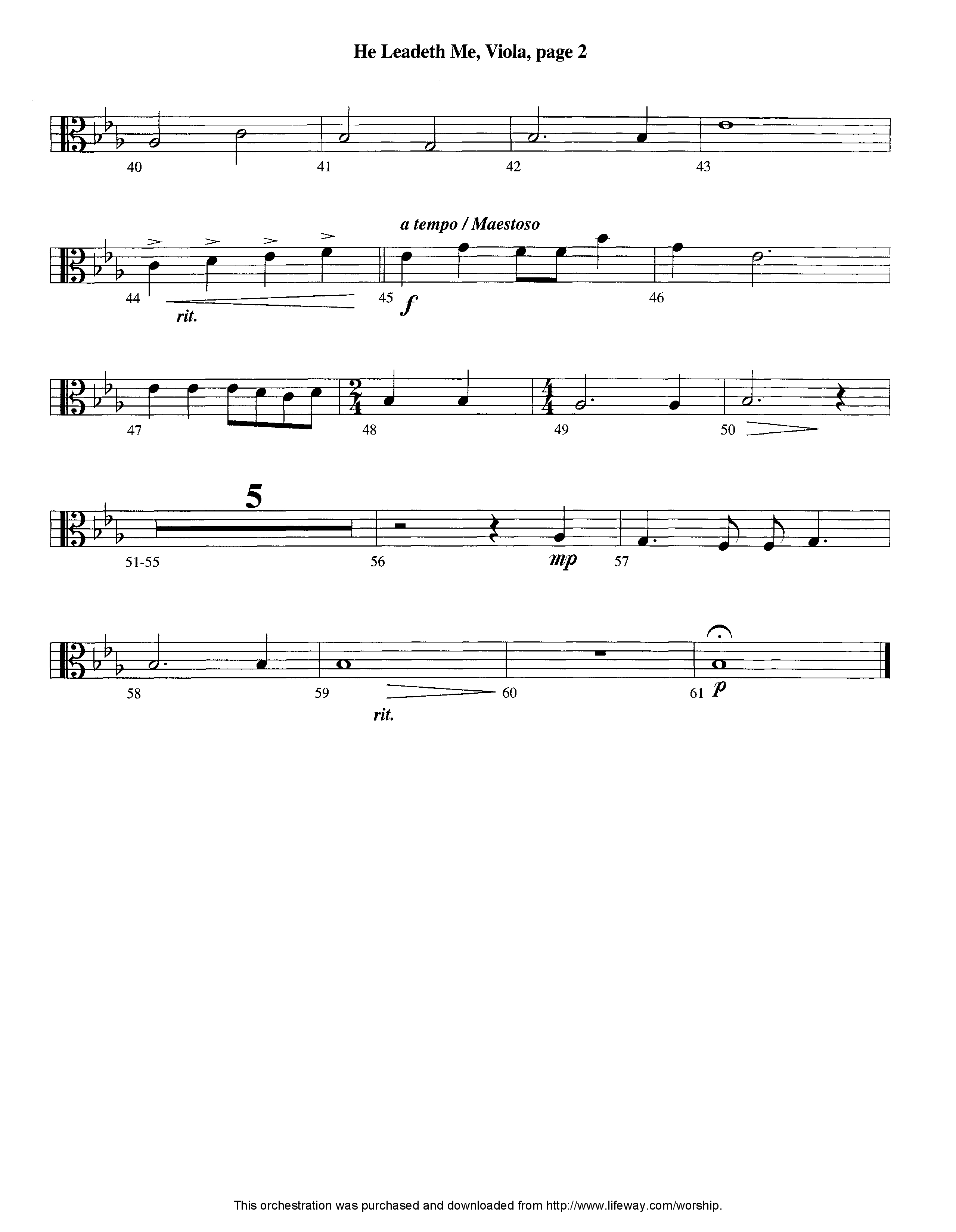 He Leadeth Me (Instrumental) Viola (Lifeway Worship / Arr. Jeff Cranfill)