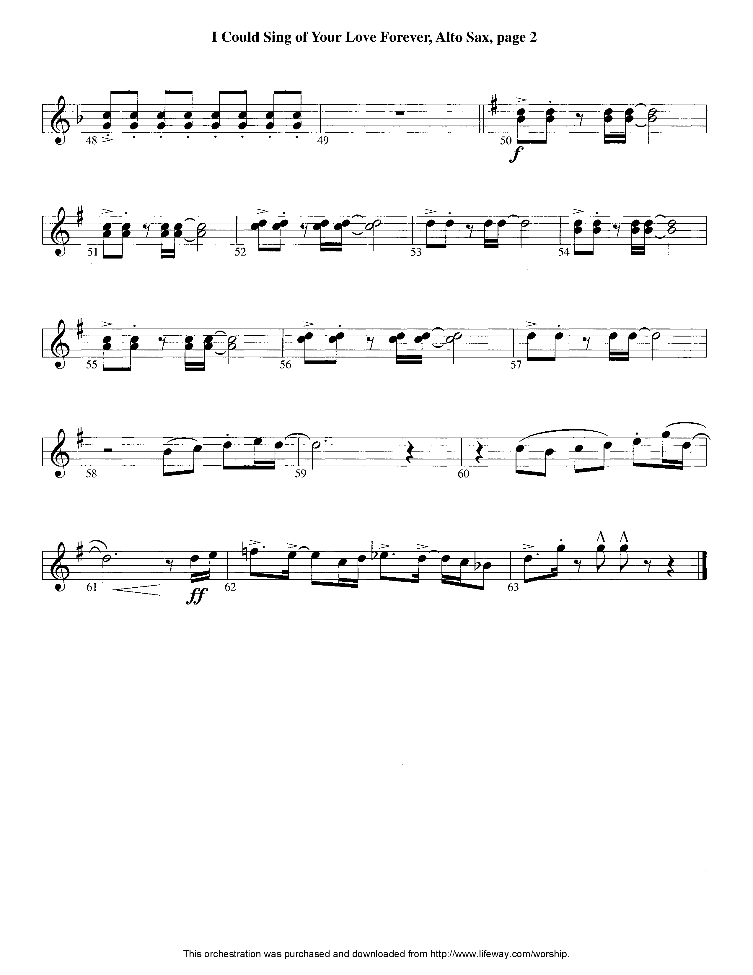 I Could Sing Of Your Love Forever (Instrumental) Alto Sax (Lifeway Worship / Arr. Tom Payne)