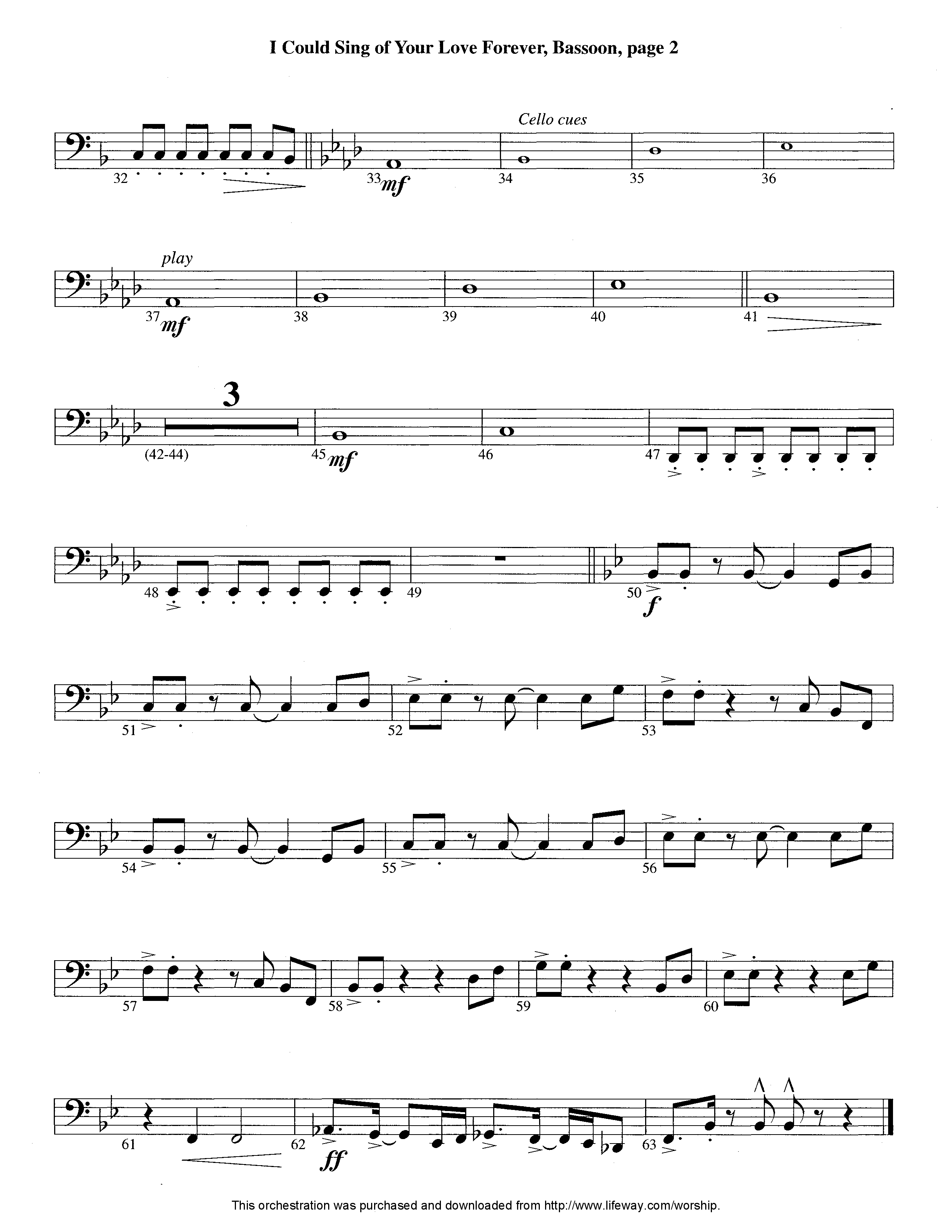 I Could Sing Of Your Love Forever (Instrumental) Bassoon (Lifeway Worship / Arr. Tom Payne)