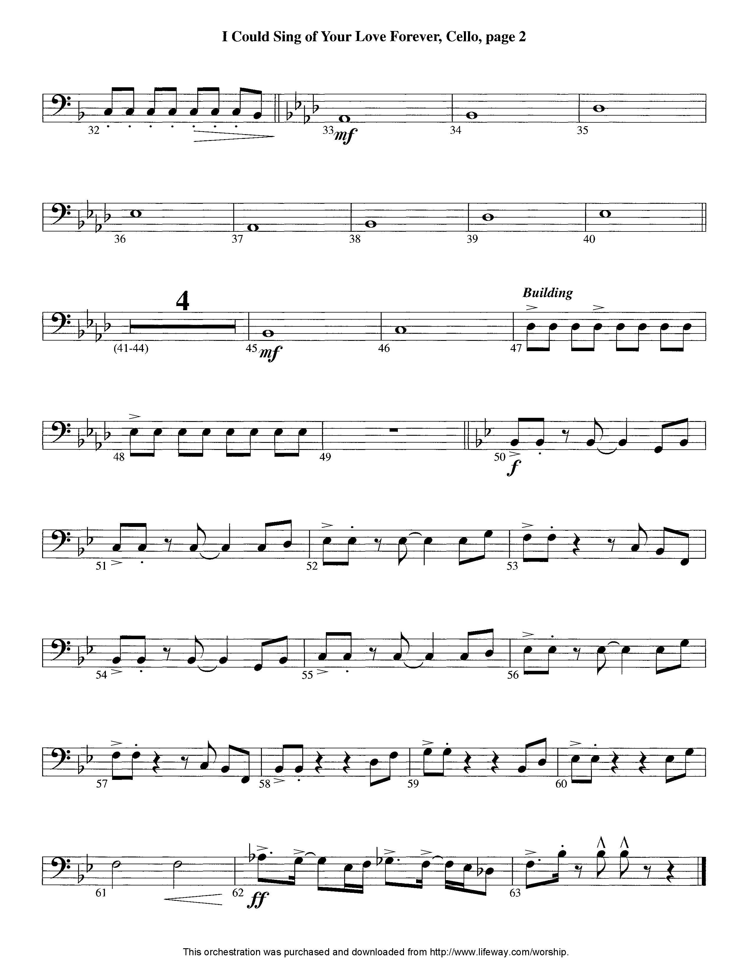 I Could Sing Of Your Love Forever (Instrumental) Cello (Lifeway Worship / Arr. Tom Payne)