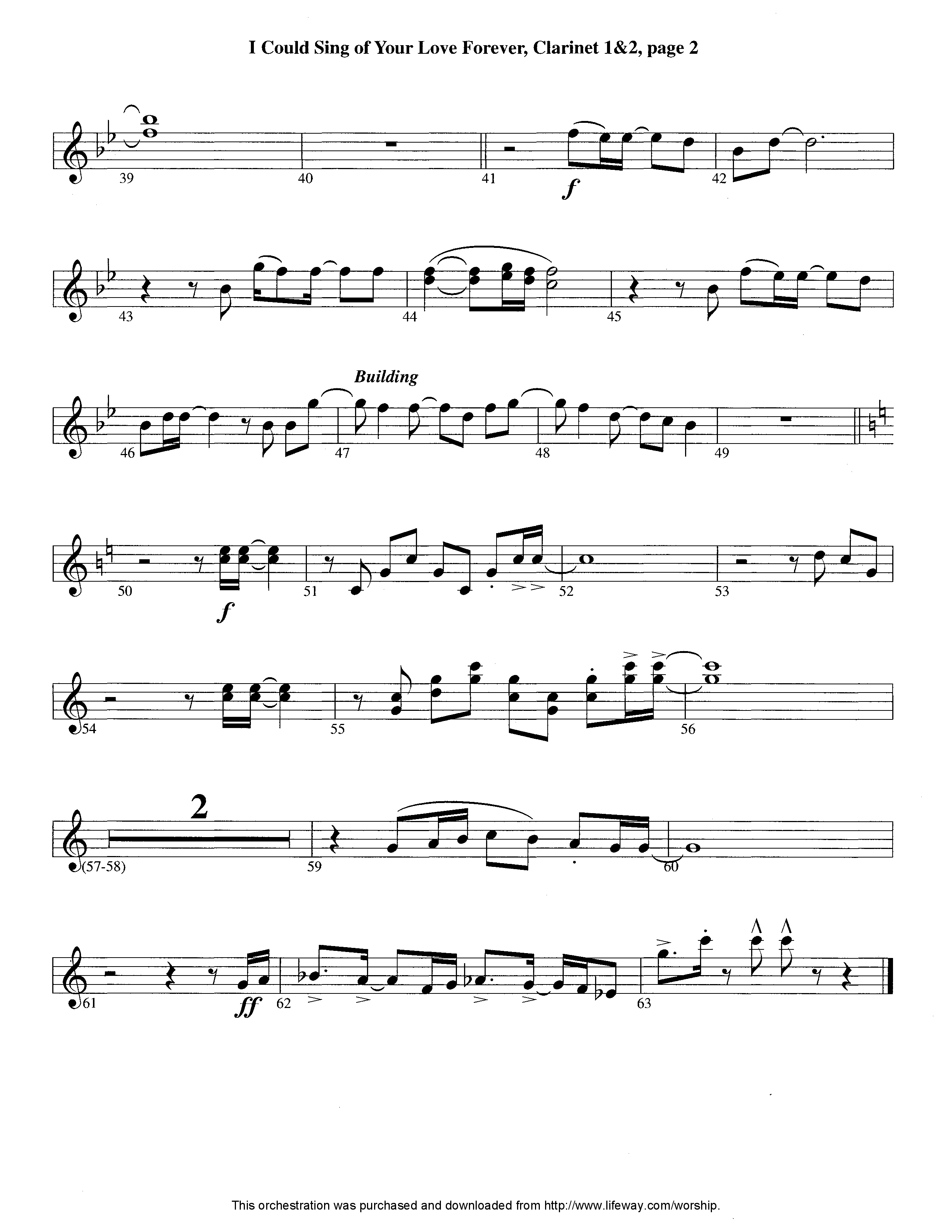 I Could Sing Of Your Love Forever (Instrumental) Clarinet 1/2 (Lifeway Worship / Arr. Tom Payne)