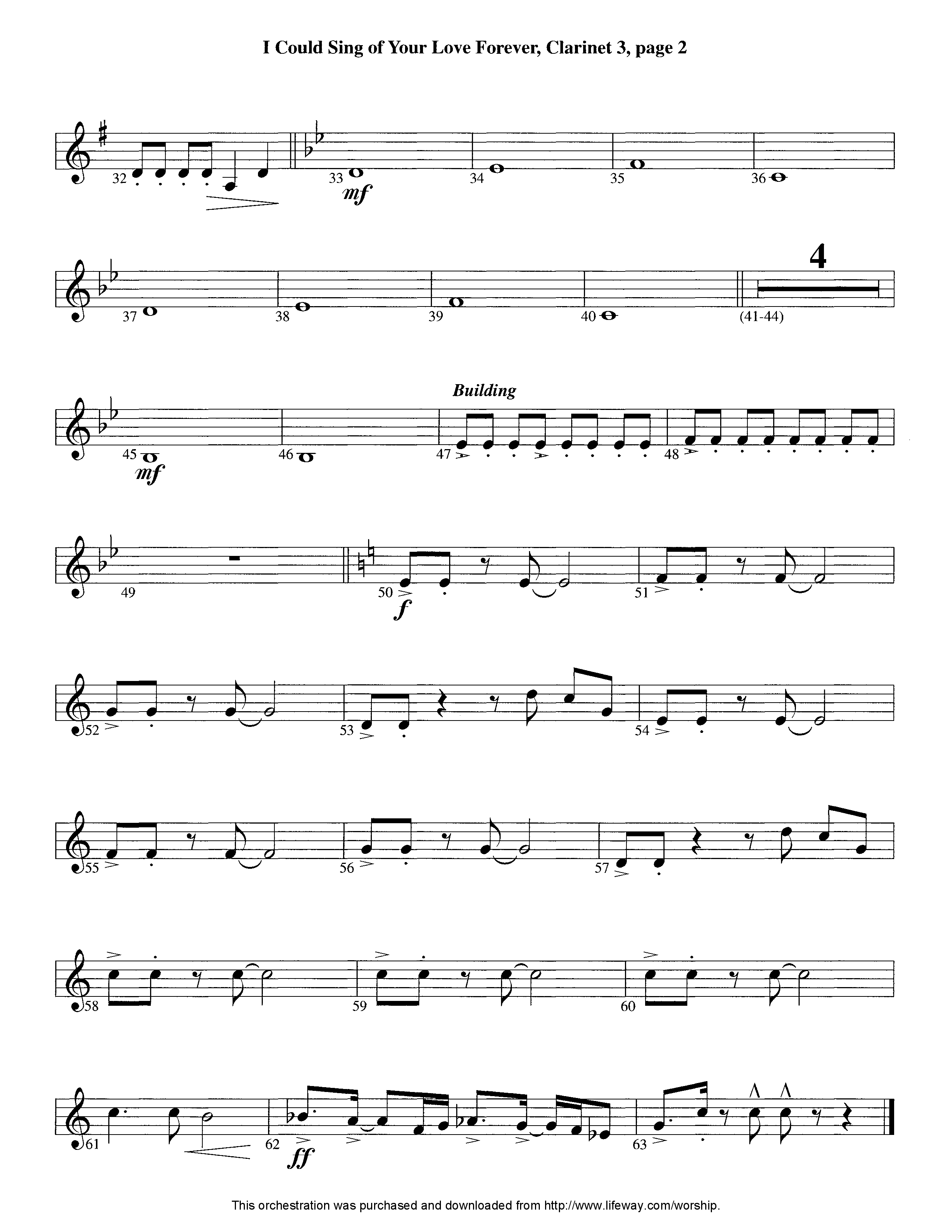 I Could Sing Of Your Love Forever (Instrumental) Clarinet 3 (Lifeway Worship / Arr. Tom Payne)