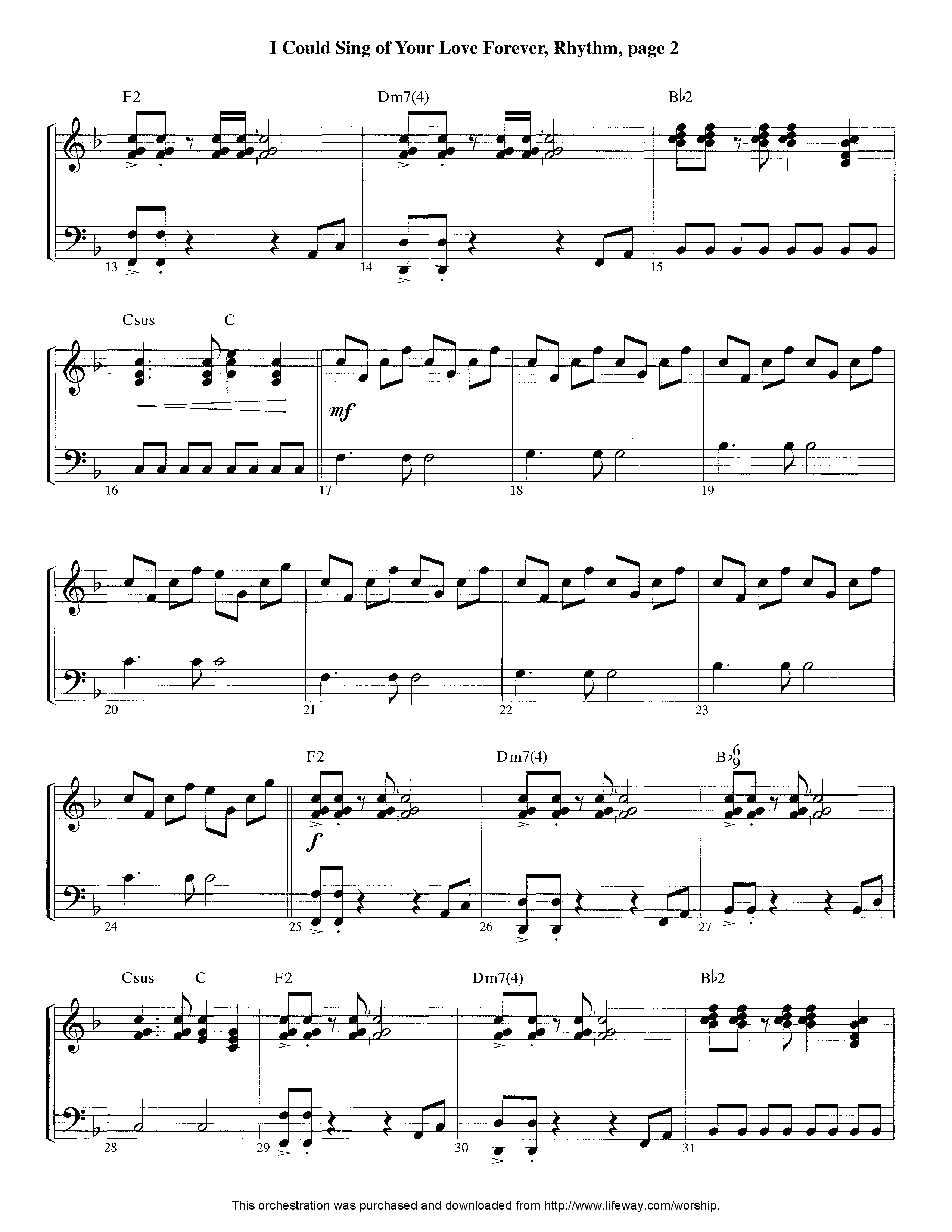 I Could Sing Of Your Love Forever (Instrumental) Rhythm Chart (Lifeway Worship / Arr. Tom Payne)