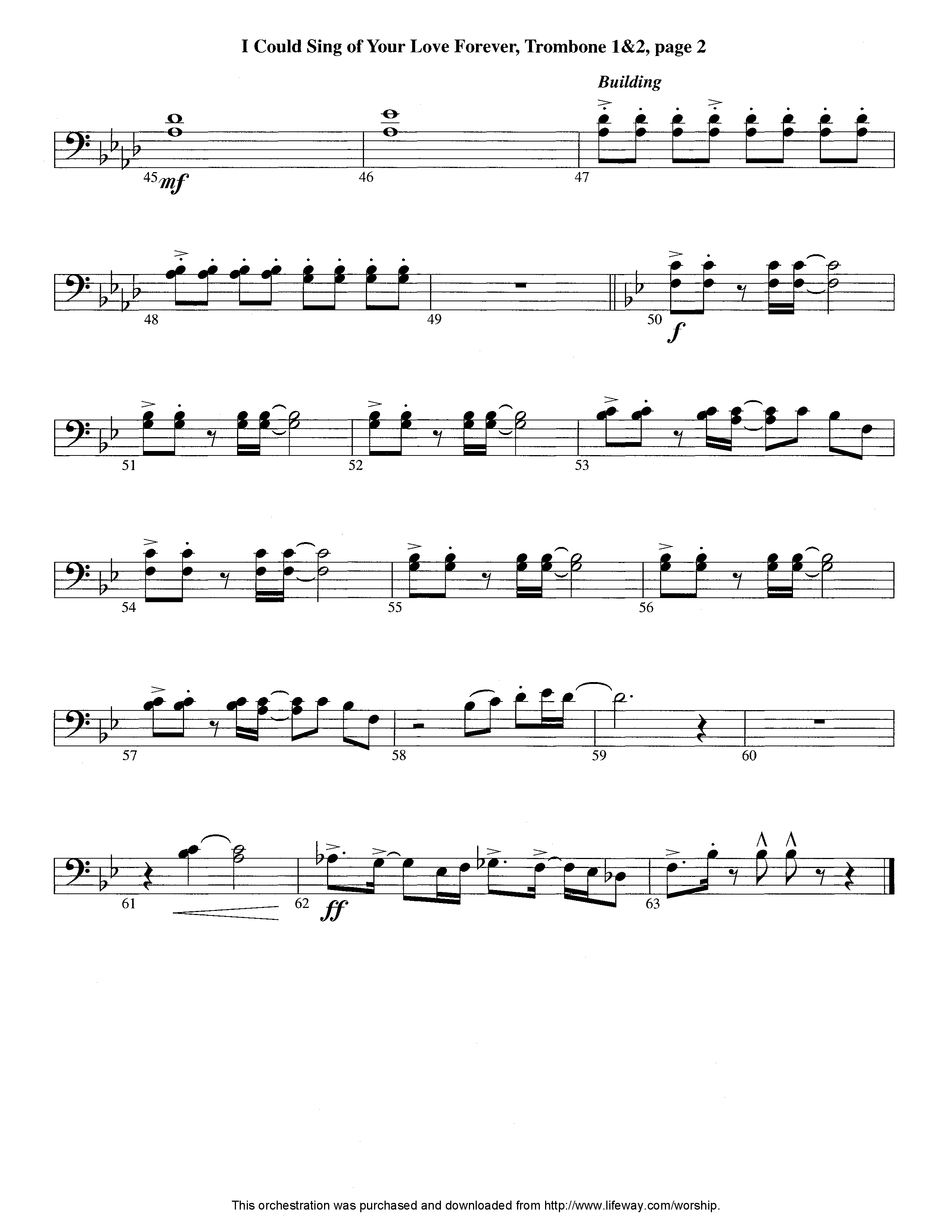 I Could Sing Of Your Love Forever (Instrumental) Trombone 1/2 (Lifeway Worship / Arr. Tom Payne)