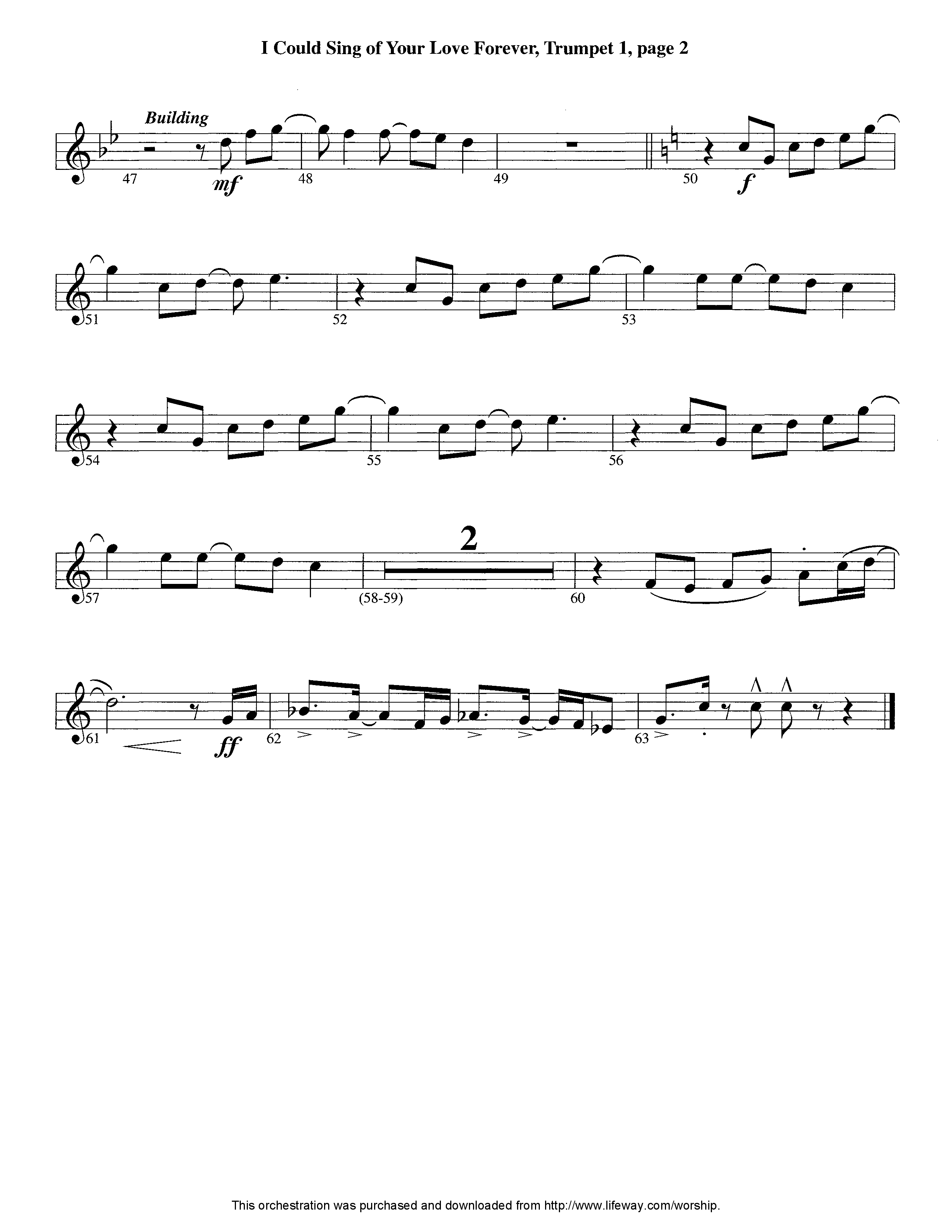 I Could Sing Of Your Love Forever (Instrumental) Trumpet 1 (Lifeway Worship / Arr. Tom Payne)