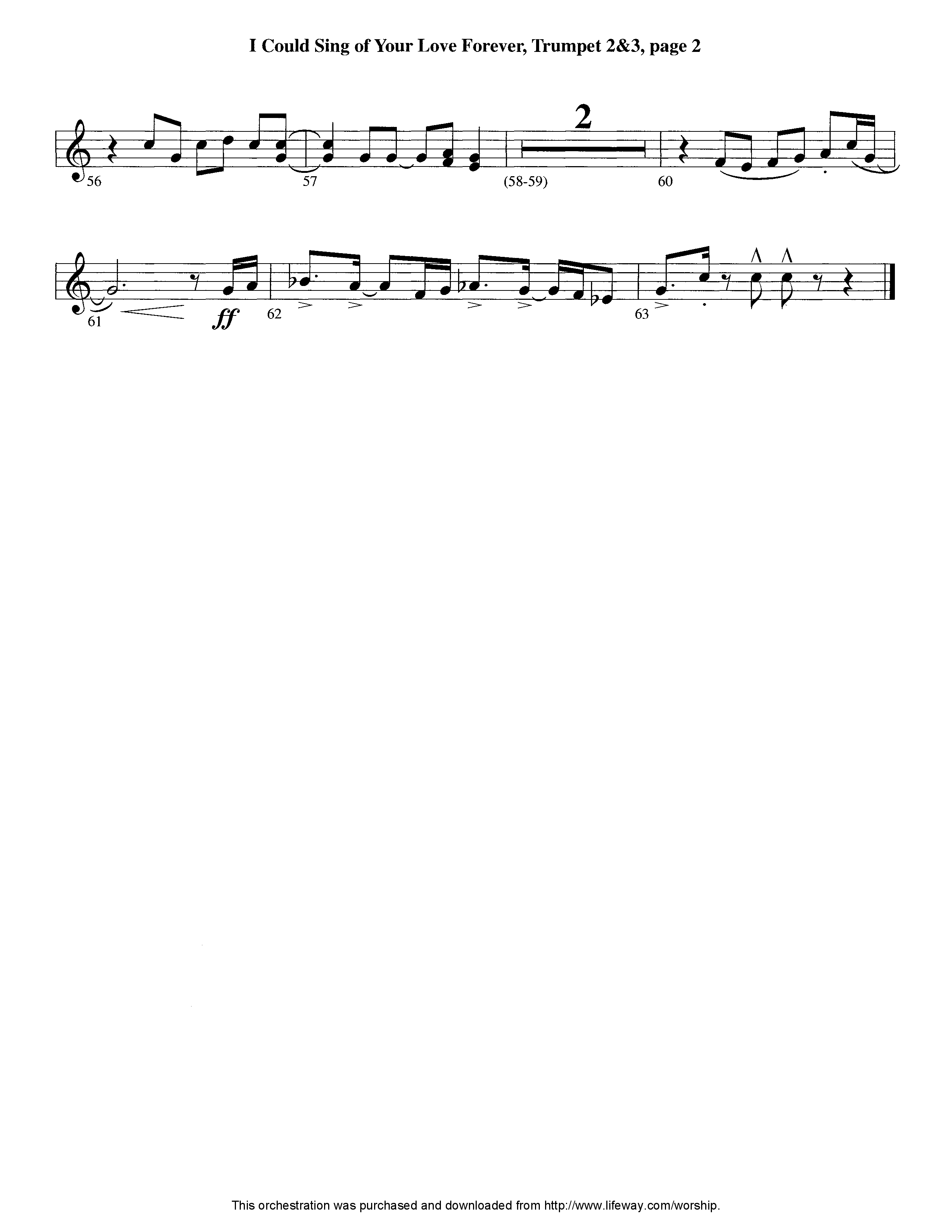 I Could Sing Of Your Love Forever (Instrumental) Trumpet 2/3 (Lifeway Worship / Arr. Tom Payne)