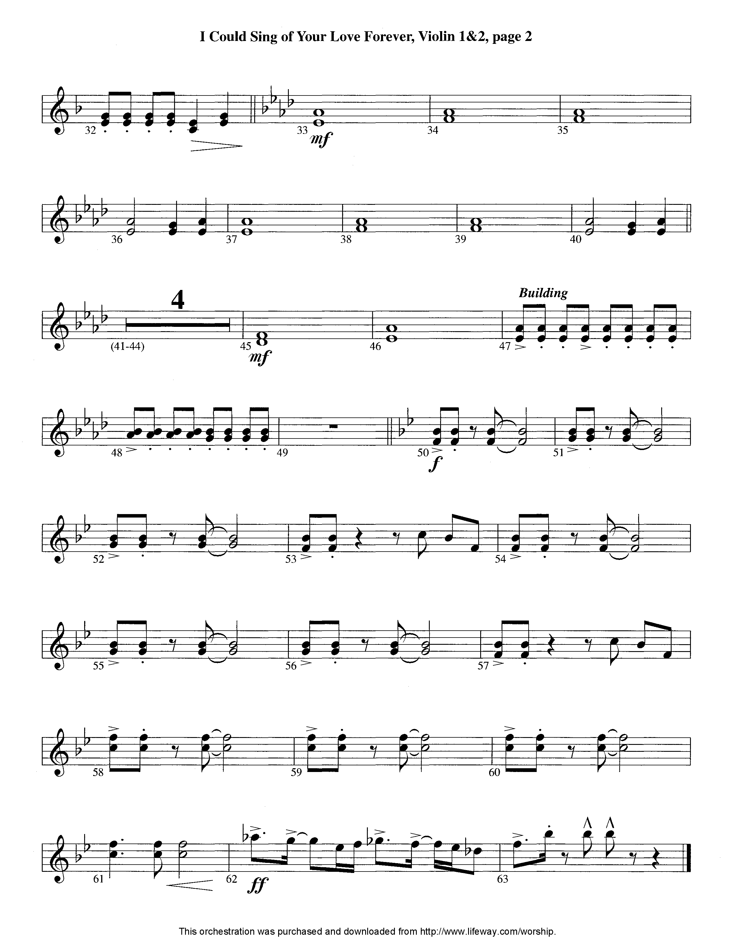 I Could Sing Of Your Love Forever (Instrumental) Violin 1/2 (Lifeway Worship / Arr. Tom Payne)