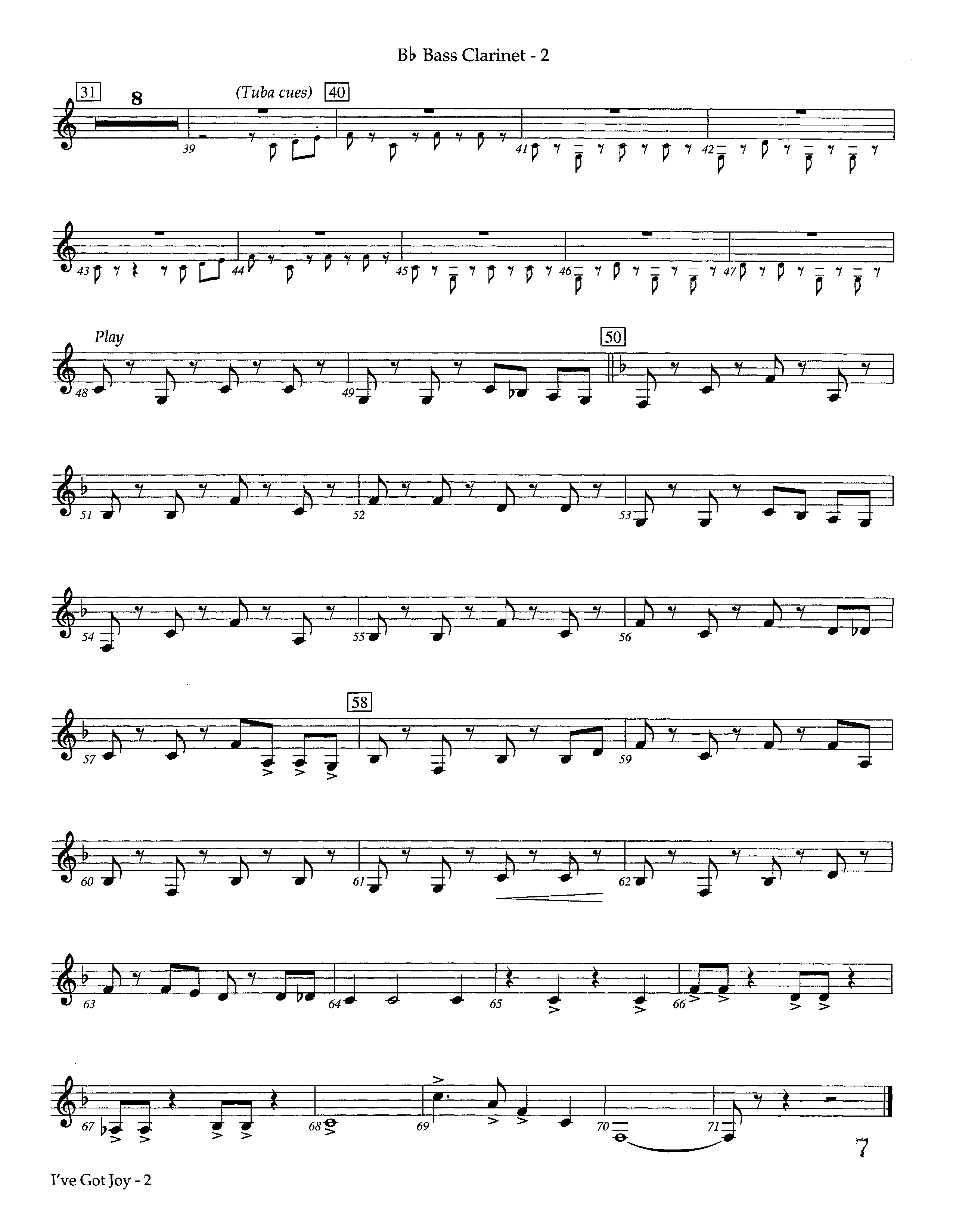 I've Got Joy (Instrumental) Bass Clarinet (Lifeway Worship / Arr. David Winkler)