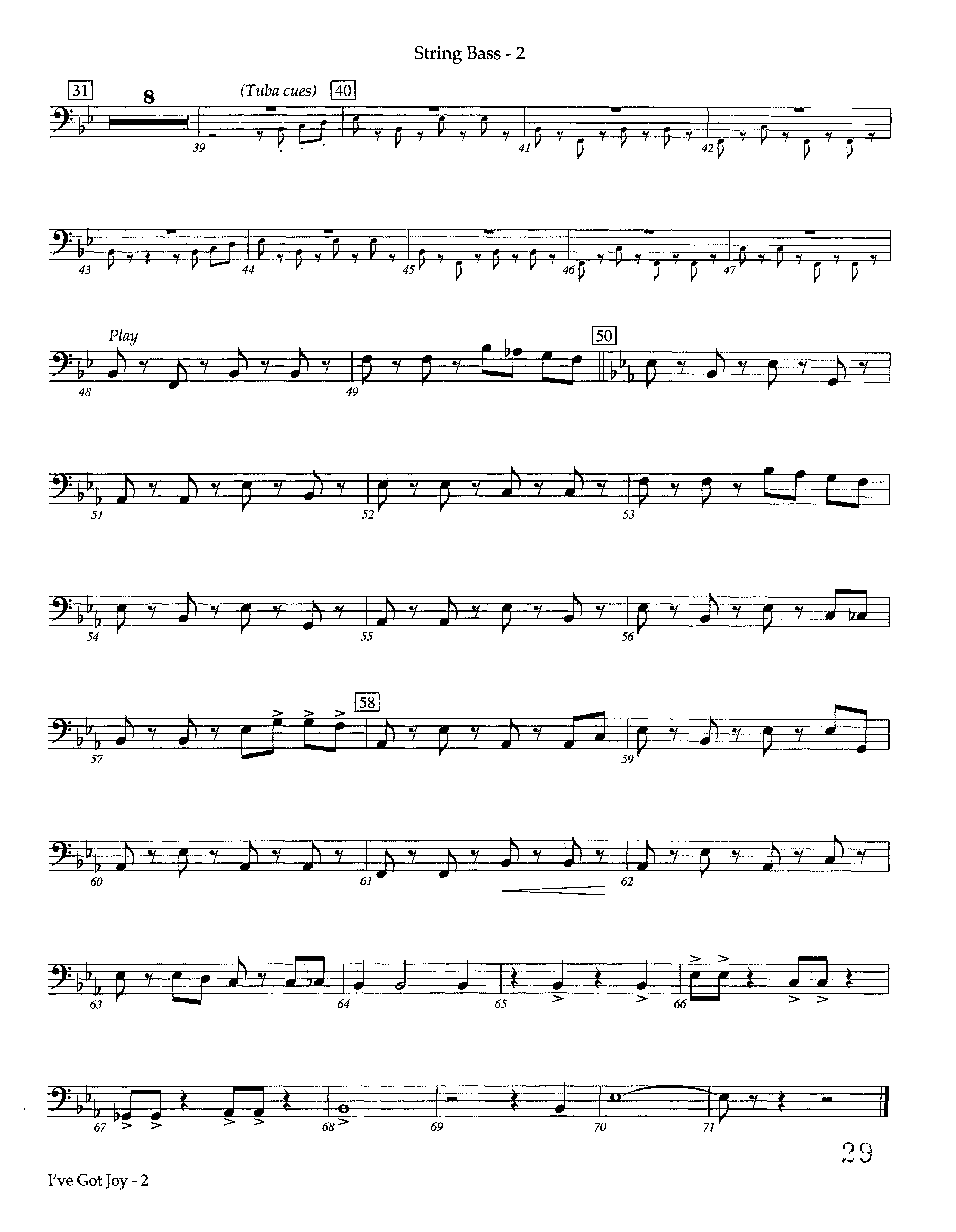 I've Got Joy (Instrumental) Double Bass (Lifeway Worship / Arr. David Winkler)