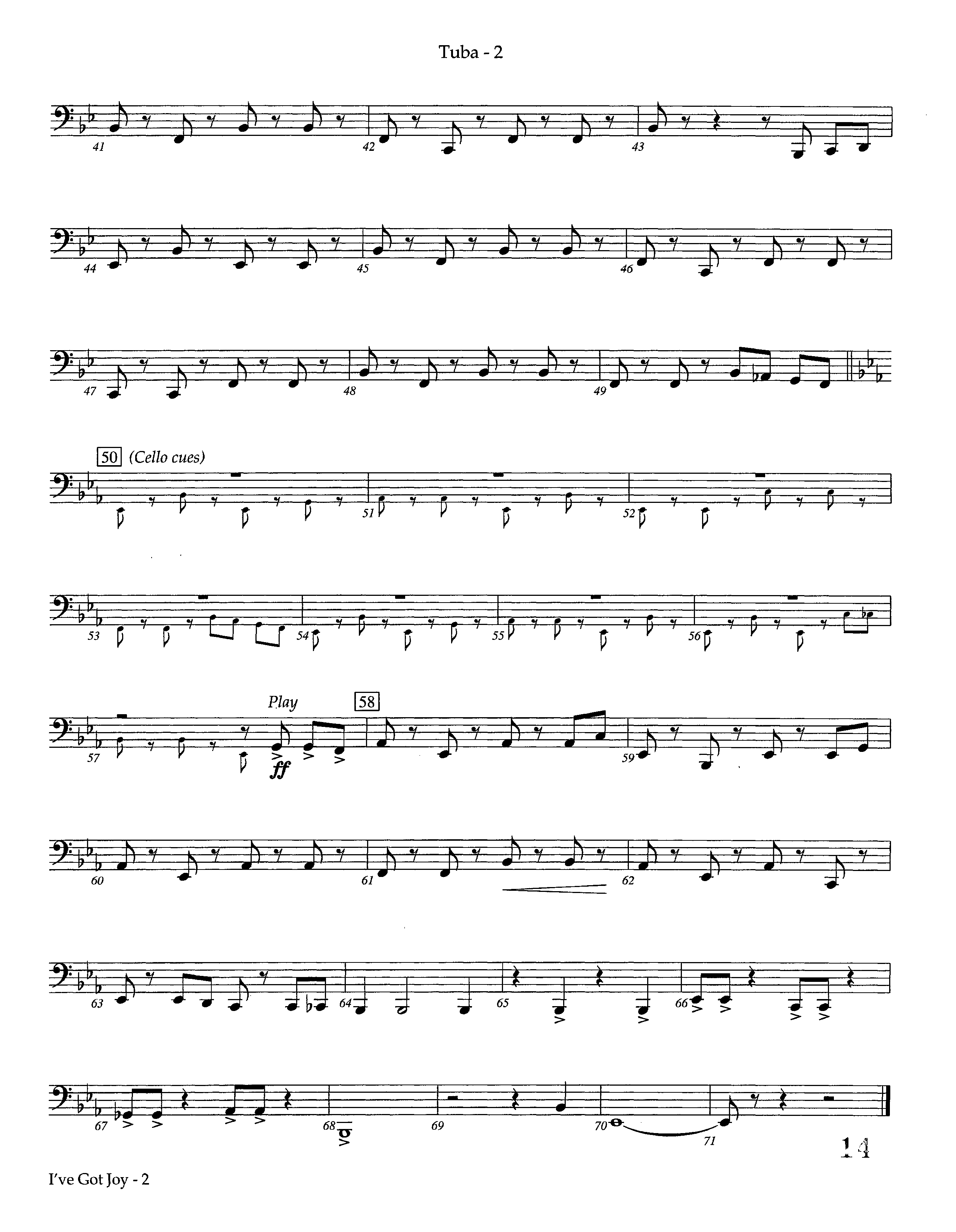 I've Got Joy (Instrumental) Tuba (Lifeway Worship / Arr. David Winkler)