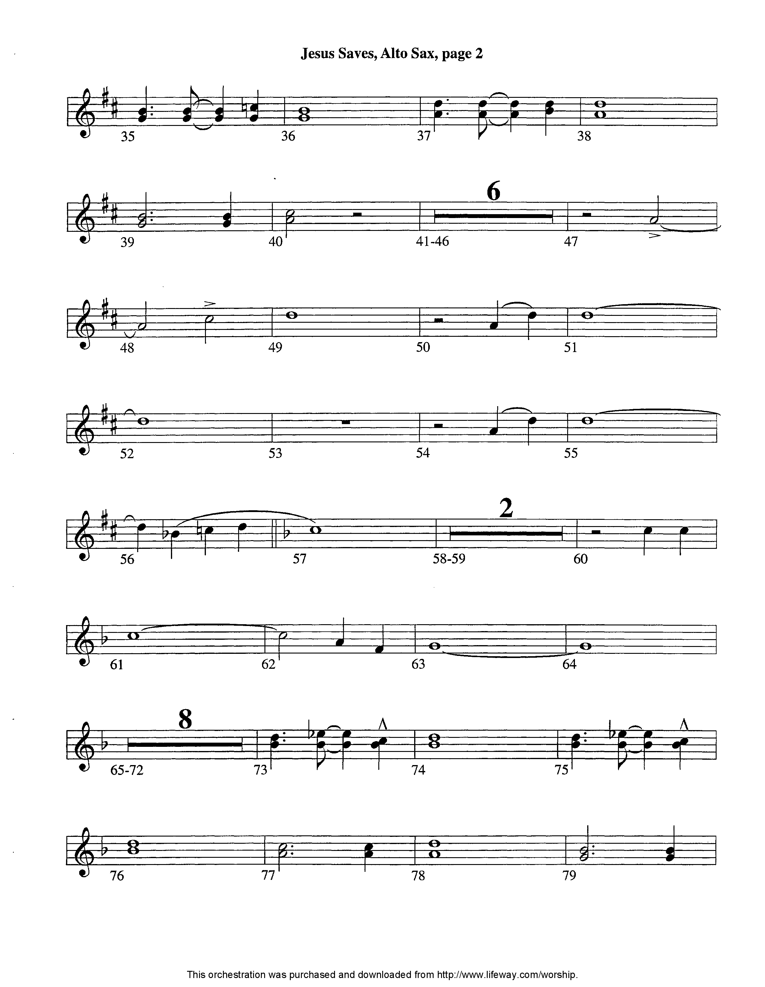Jesus Saves (Instrumental) Alto Sax (Lifeway Worship / Arr. Jeff Cranfill)