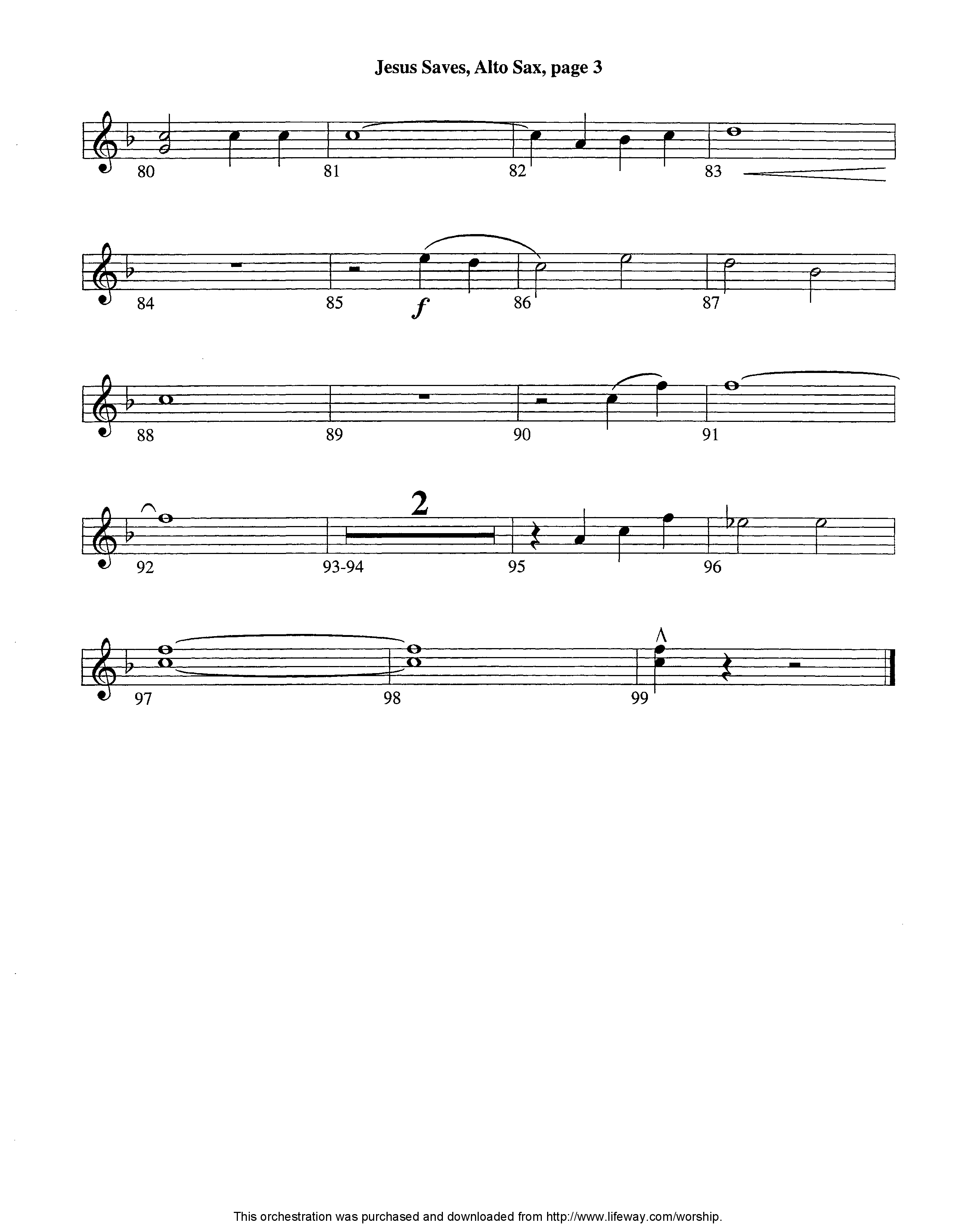 Jesus Saves (Instrumental) Alto Sax (Lifeway Worship / Arr. Jeff Cranfill)