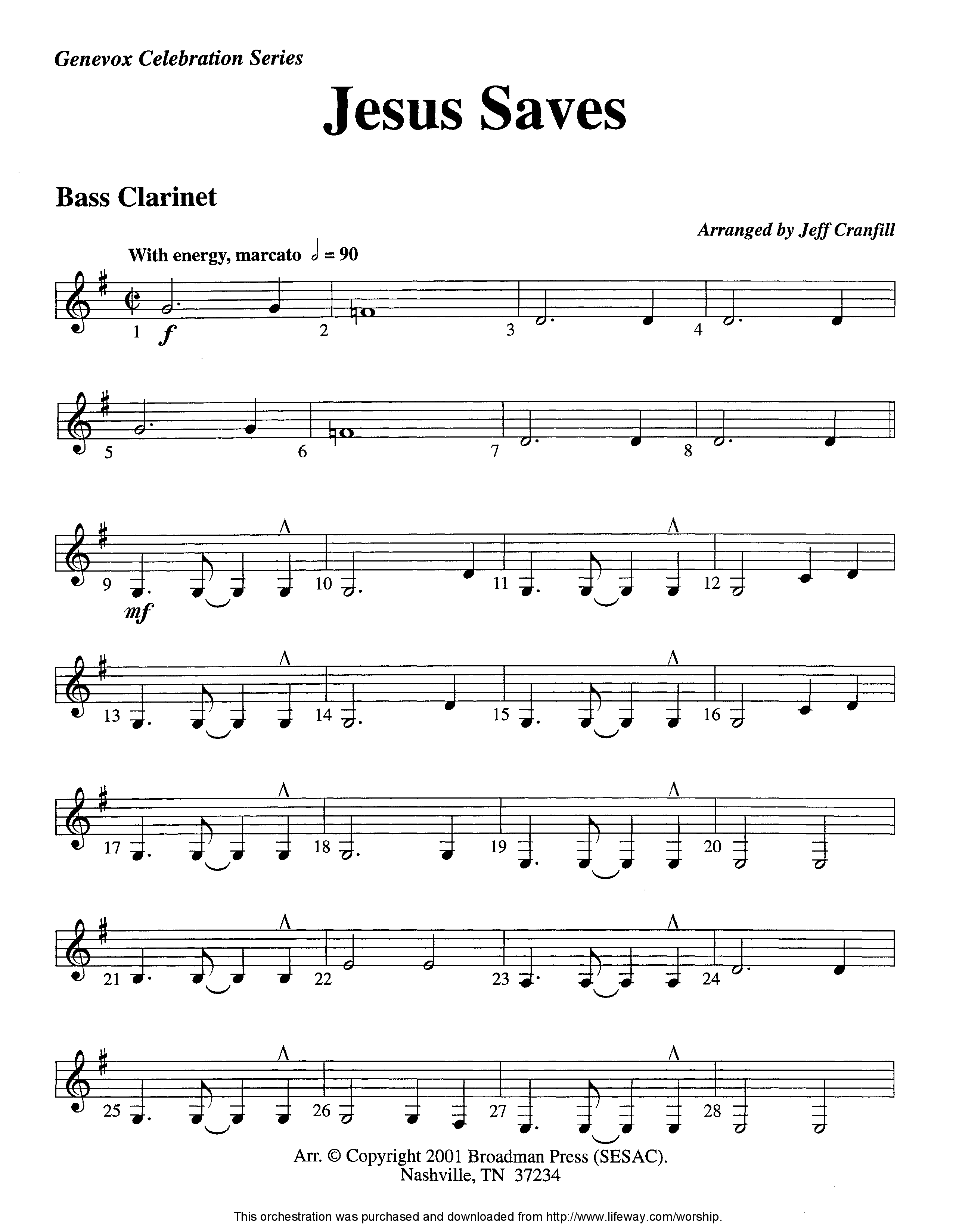 Jesus Saves (Instrumental) Bass Clarinet (Lifeway Worship / Arr. Jeff Cranfill)
