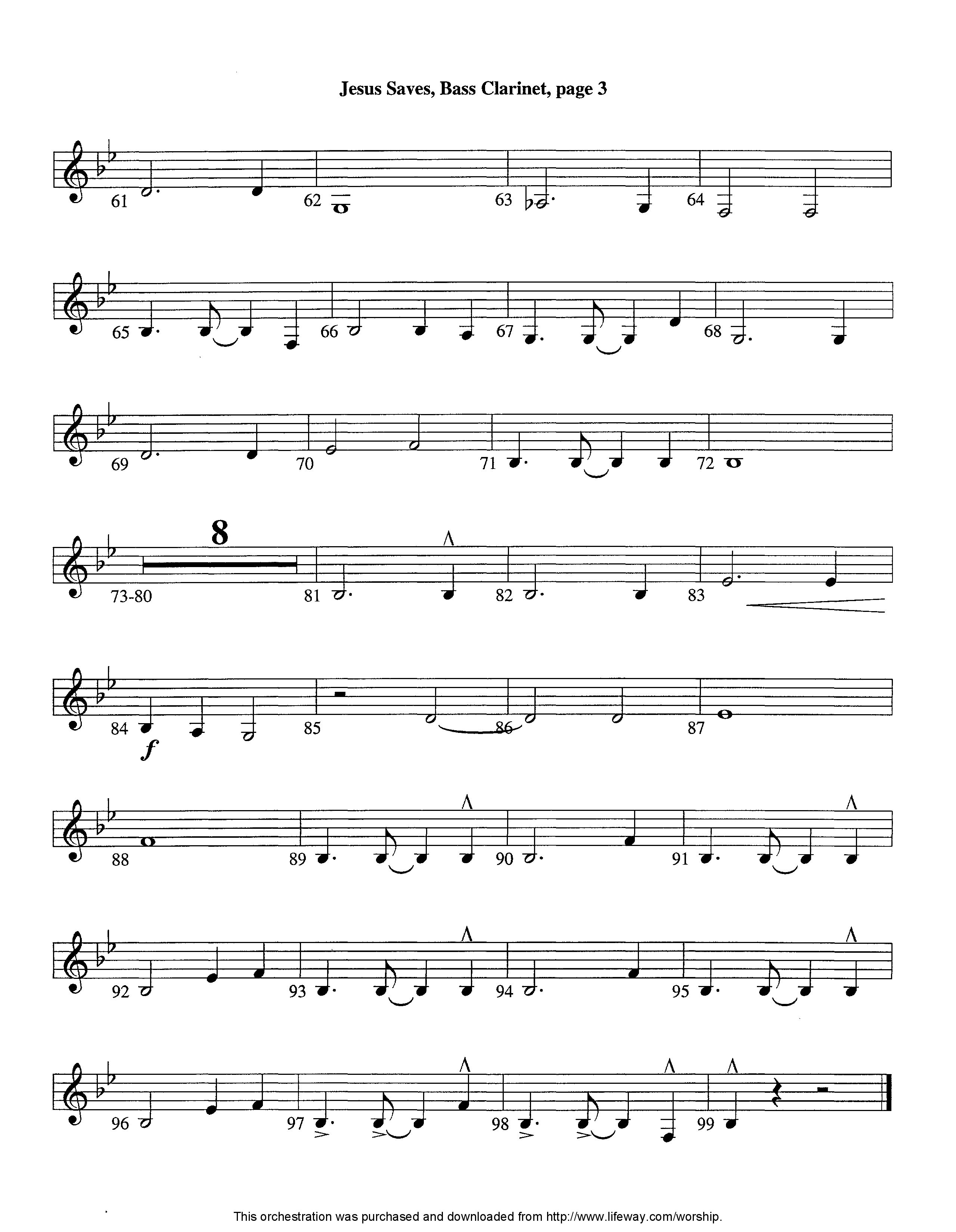 Jesus Saves (Instrumental) Bass Clarinet (Lifeway Worship / Arr. Jeff Cranfill)