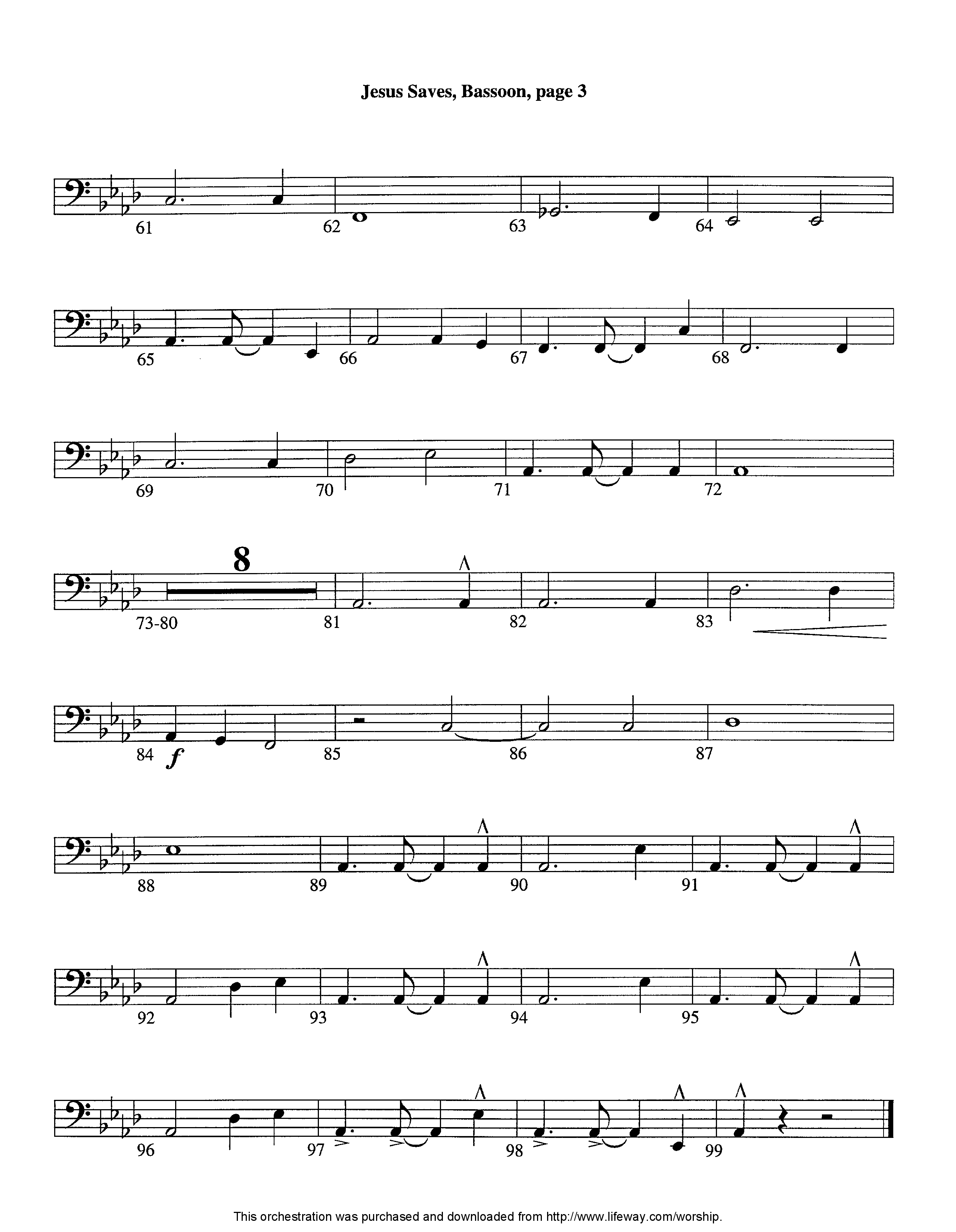 Jesus Saves (Instrumental) Bassoon (Lifeway Worship / Arr. Jeff Cranfill)