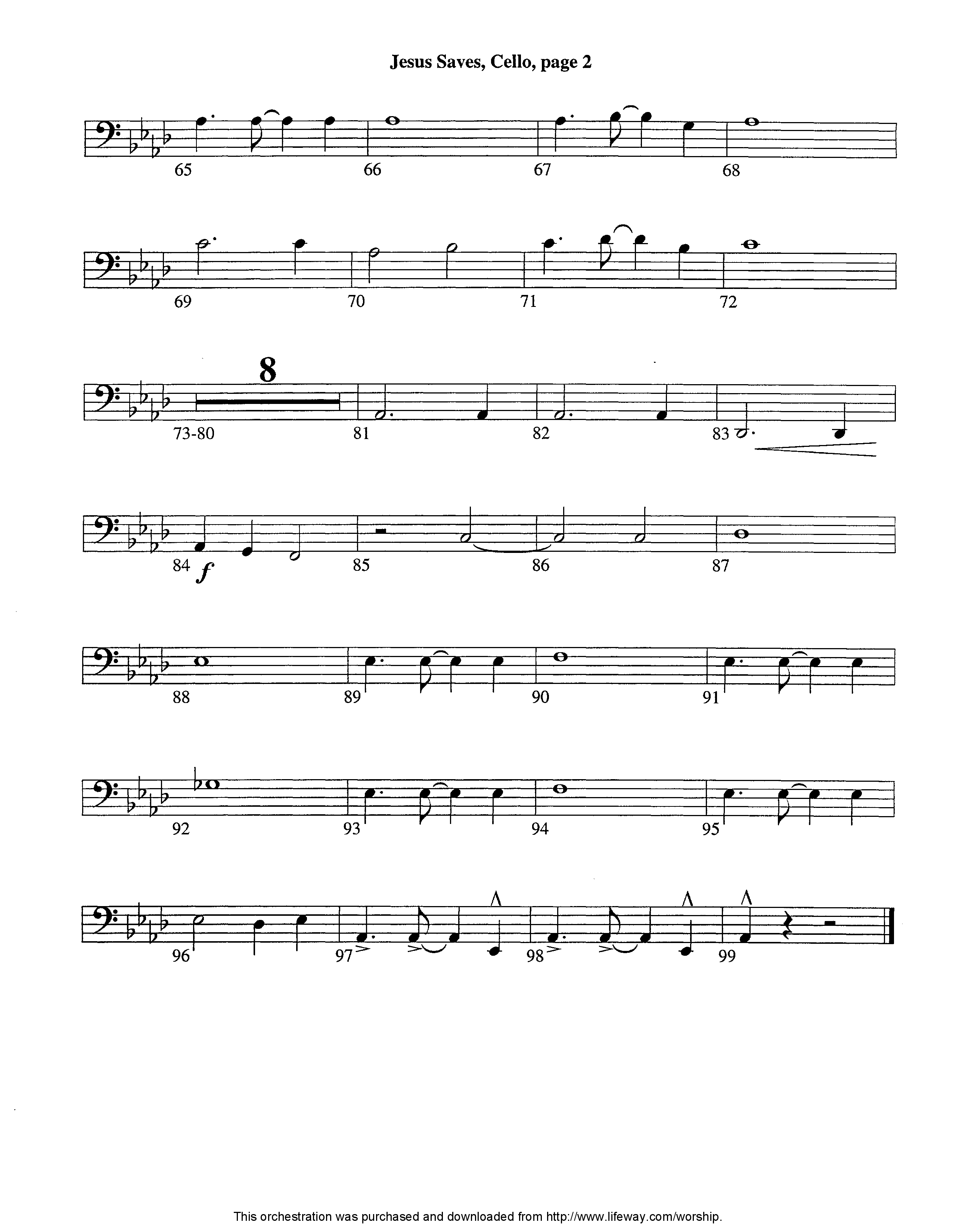 Jesus Saves (Instrumental) Cello (Lifeway Worship / Arr. Jeff Cranfill)