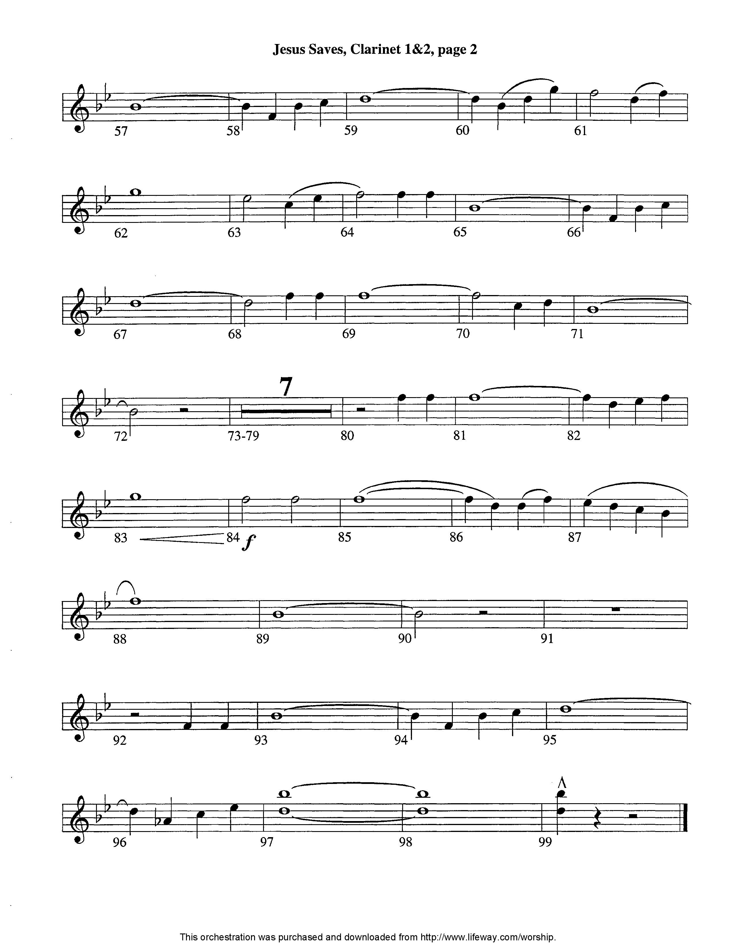 Jesus Saves (Instrumental) Clarinet 1/2 (Lifeway Worship / Arr. Jeff Cranfill)