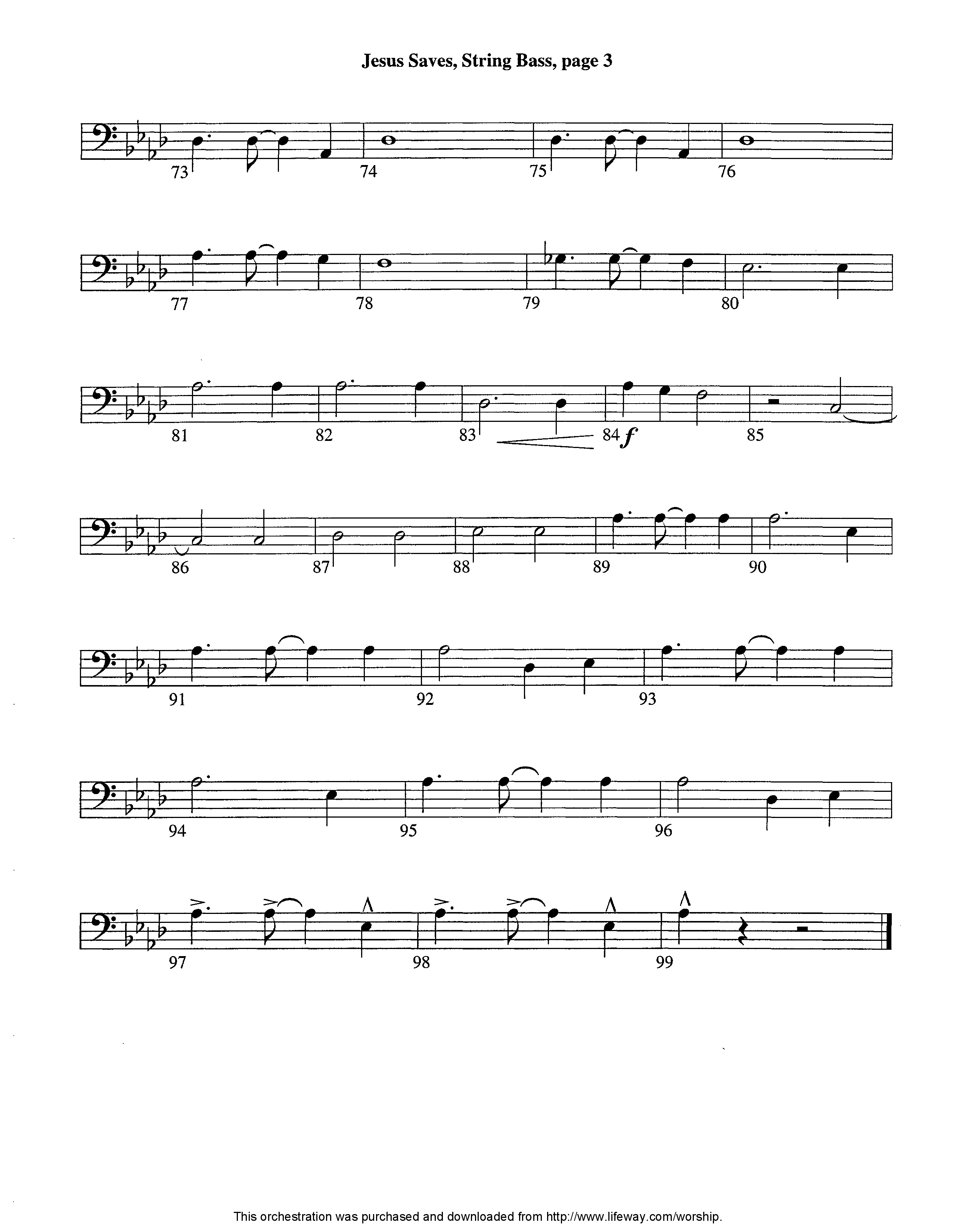 Jesus Saves (Instrumental) Double Bass (Lifeway Worship / Arr. Jeff Cranfill)