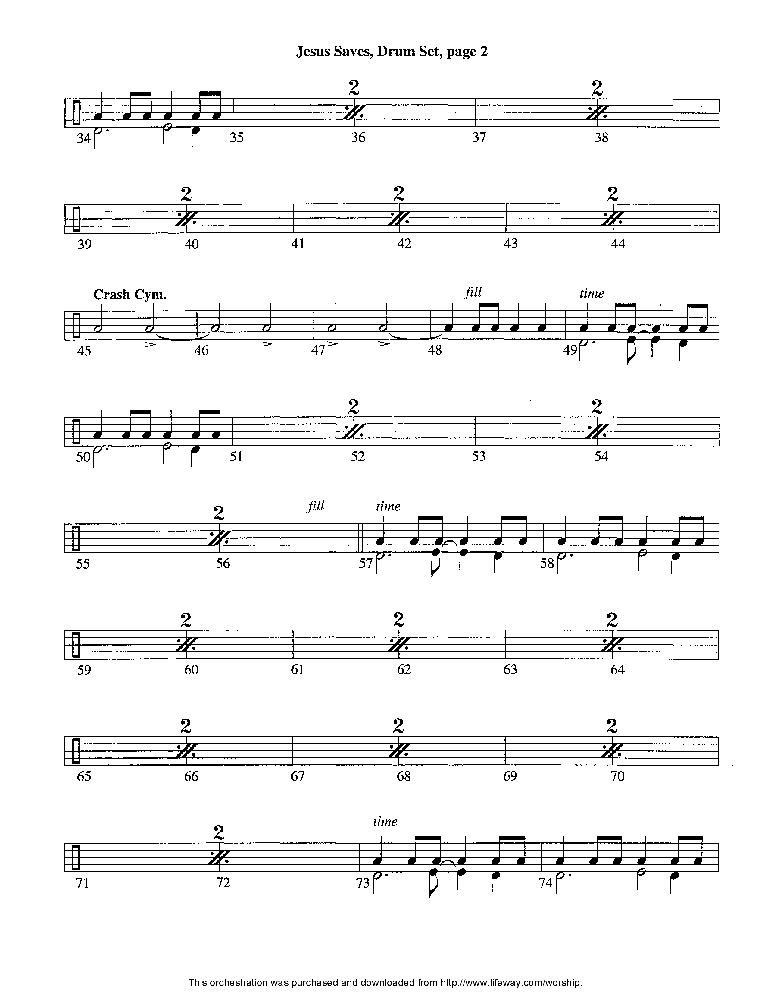 Jesus Saves (Instrumental) Drum Set (Lifeway Worship / Arr. Jeff Cranfill)