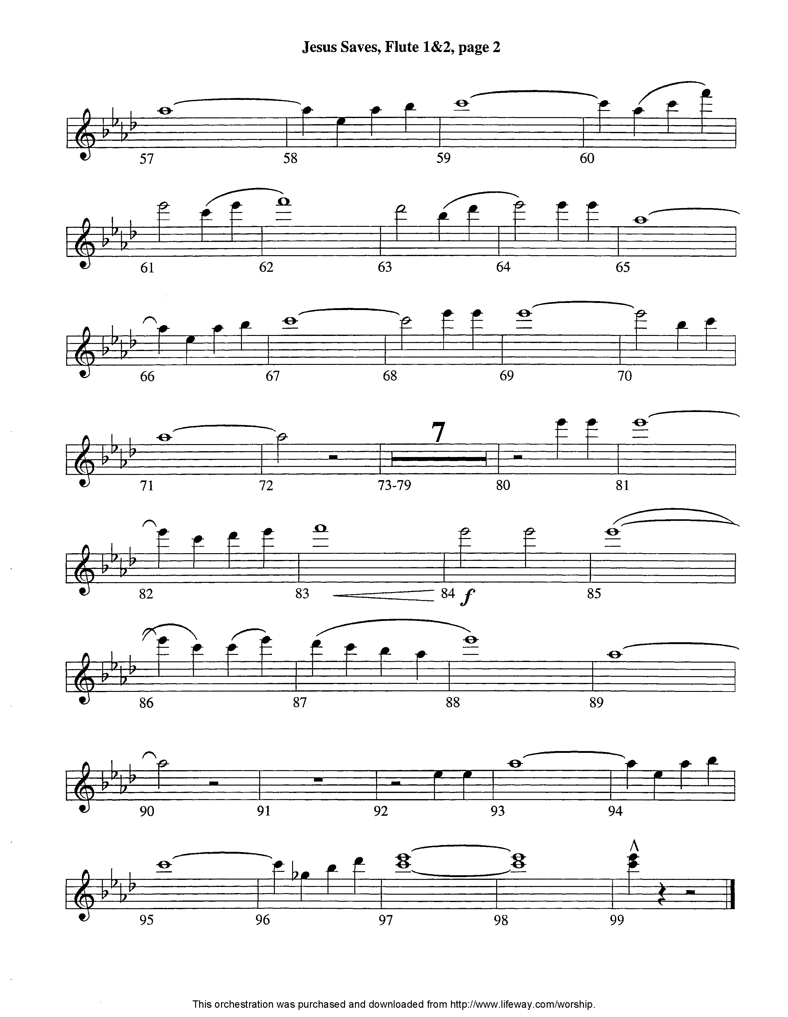 Jesus Saves (Instrumental) Flute 1/2 (Lifeway Worship / Arr. Jeff Cranfill)