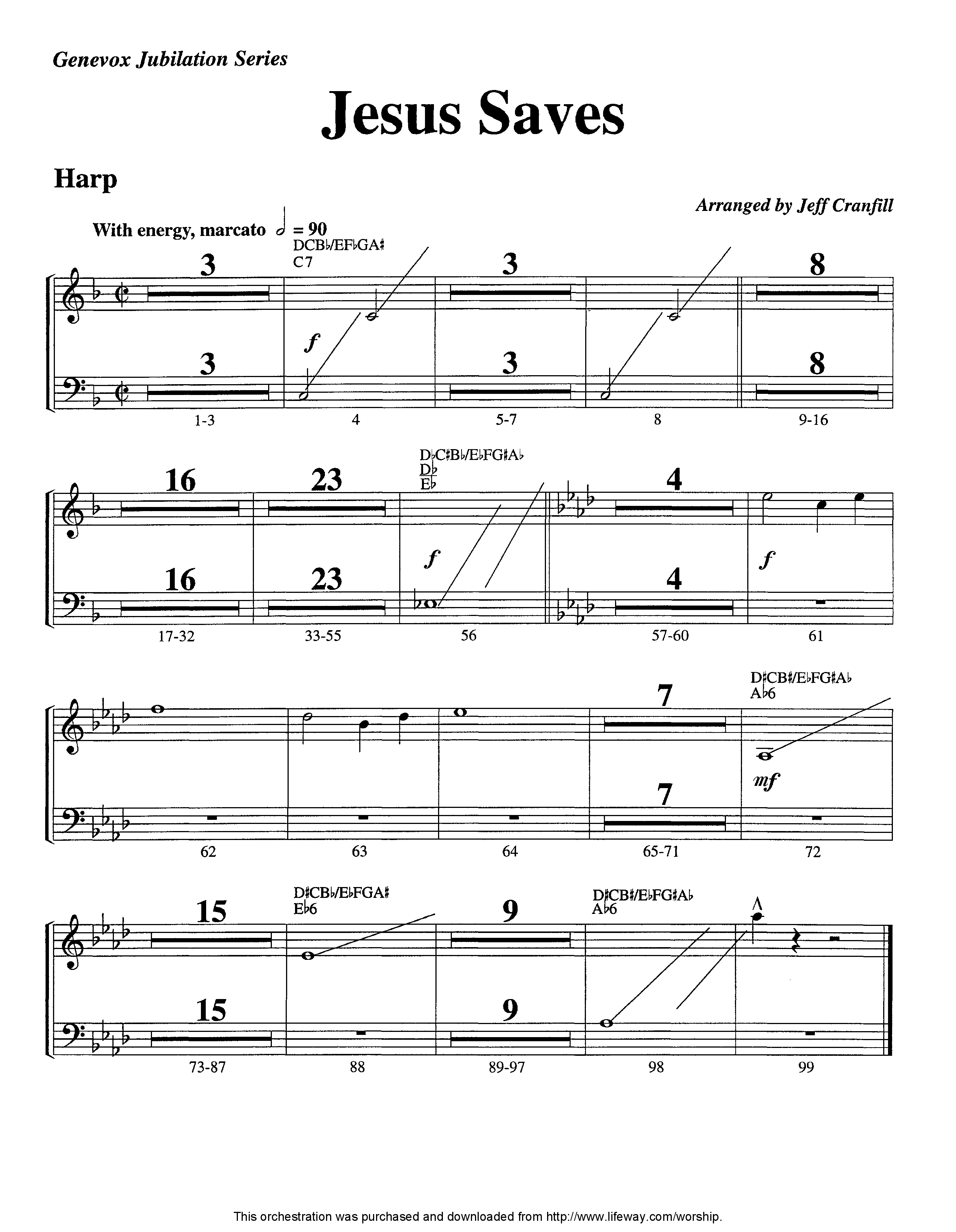 Jesus Saves (Instrumental) Harp (Lifeway Worship / Arr. Jeff Cranfill)