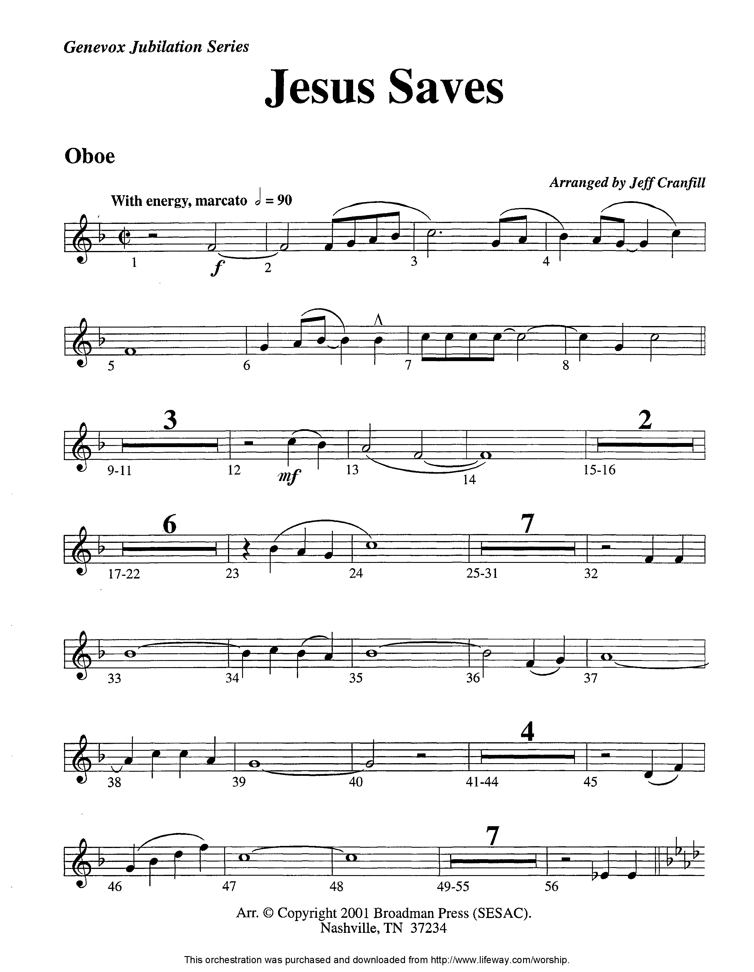 Jesus Saves (Instrumental) Oboe (Lifeway Worship / Arr. Jeff Cranfill)
