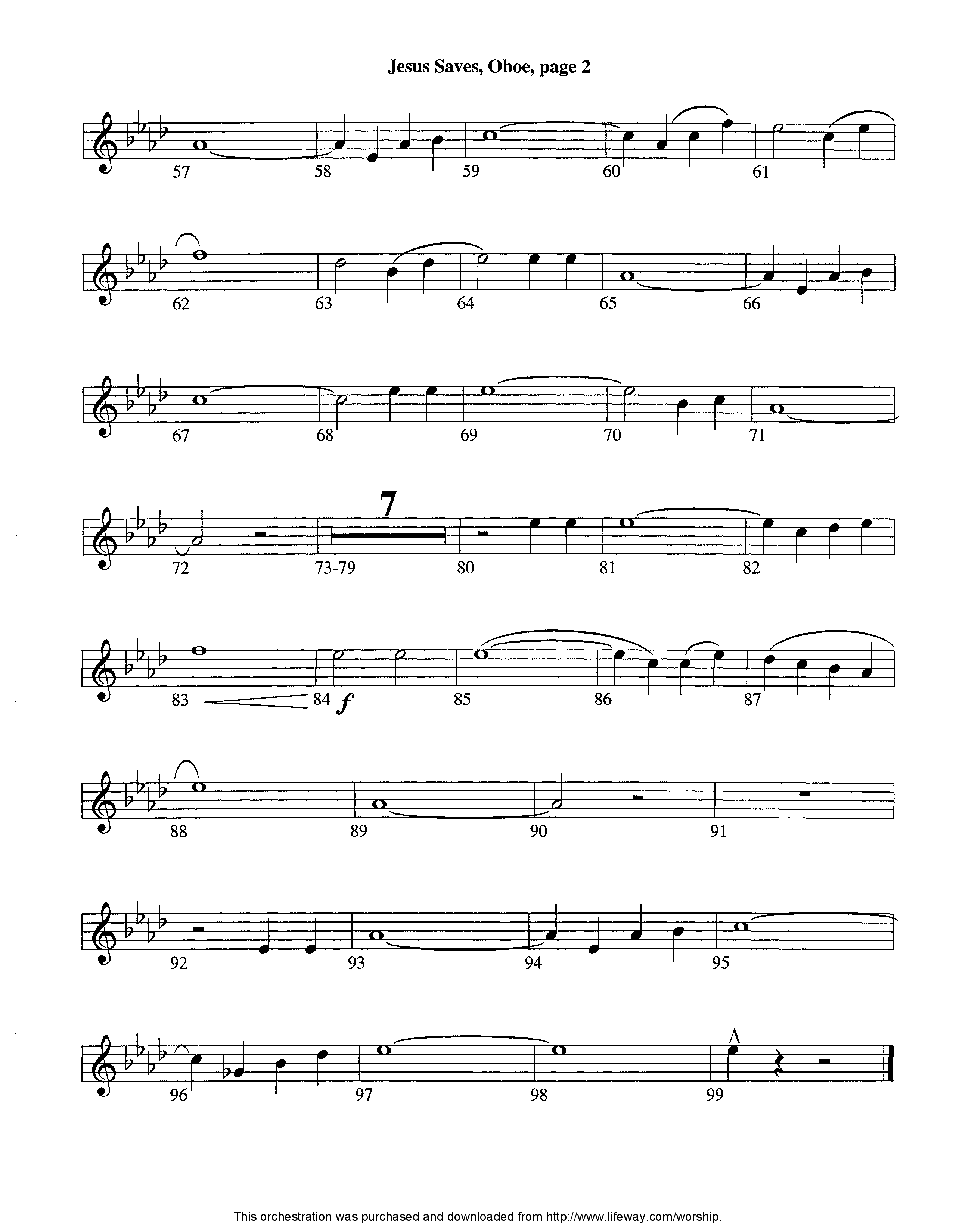 Jesus Saves (Instrumental) Oboe (Lifeway Worship / Arr. Jeff Cranfill)