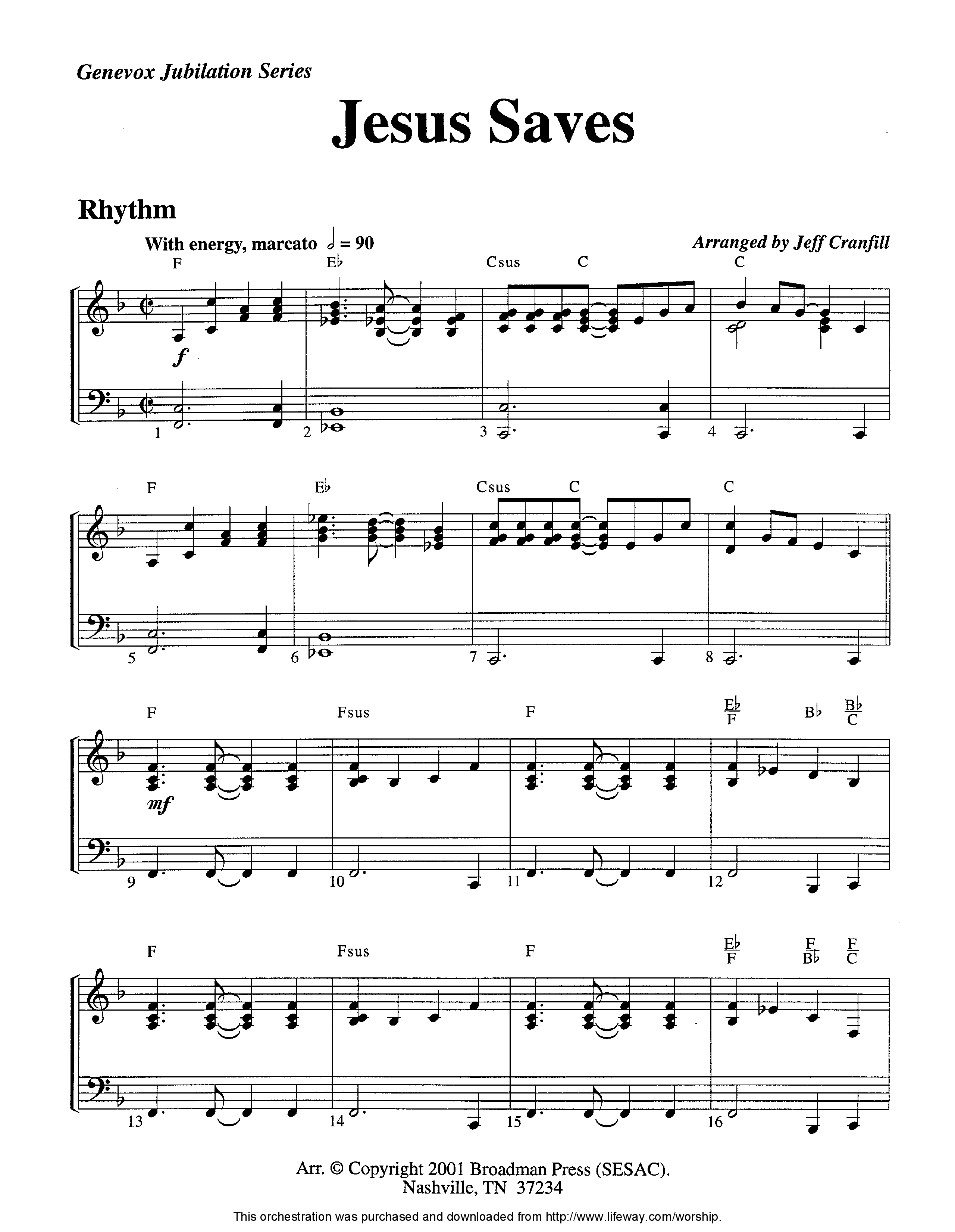 Jesus Saves (Instrumental) Piano/Rhythm (Lifeway Worship / Arr. Jeff Cranfill)