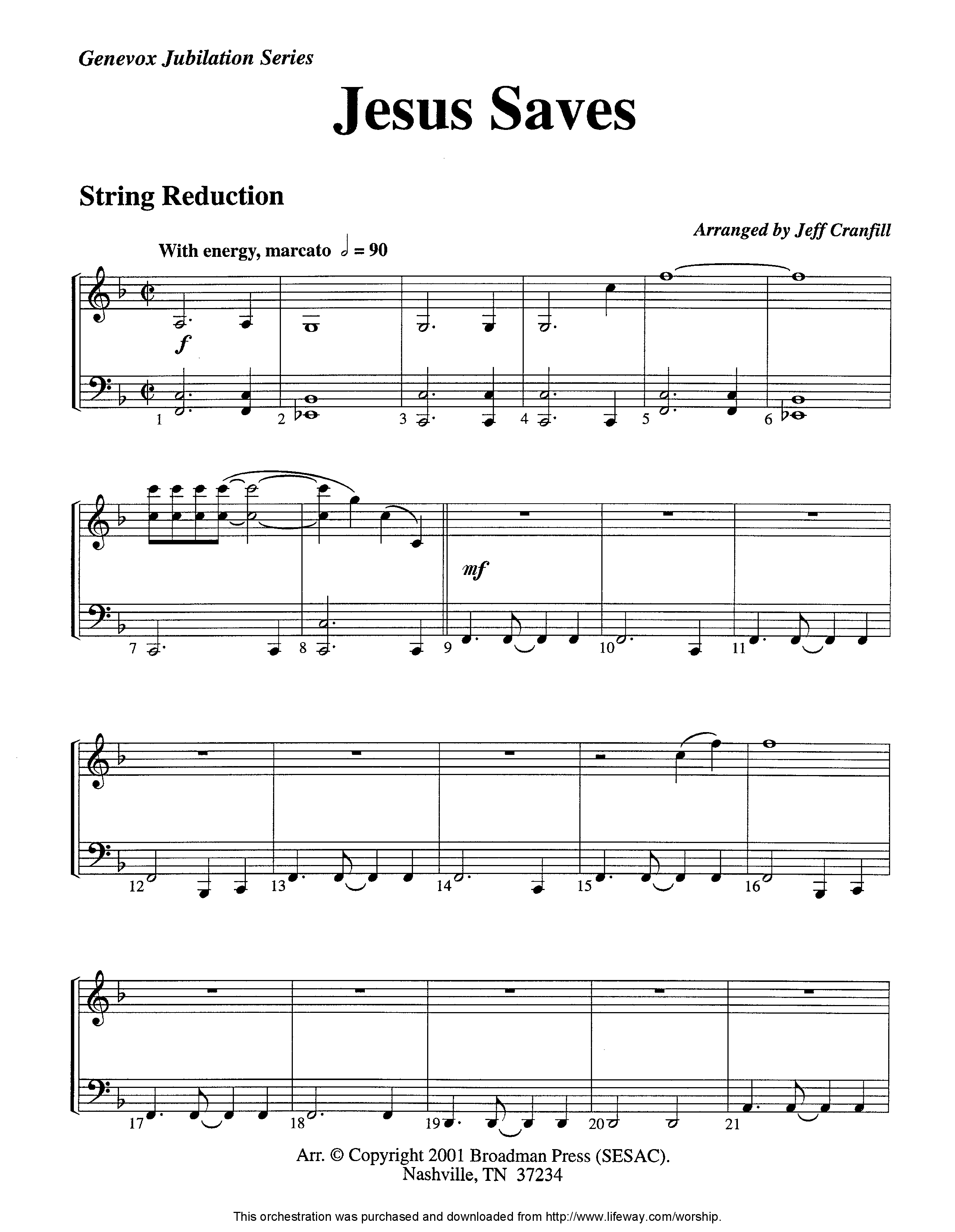 Jesus Saves (Instrumental) String Reduction (Lifeway Worship / Arr. Jeff Cranfill)