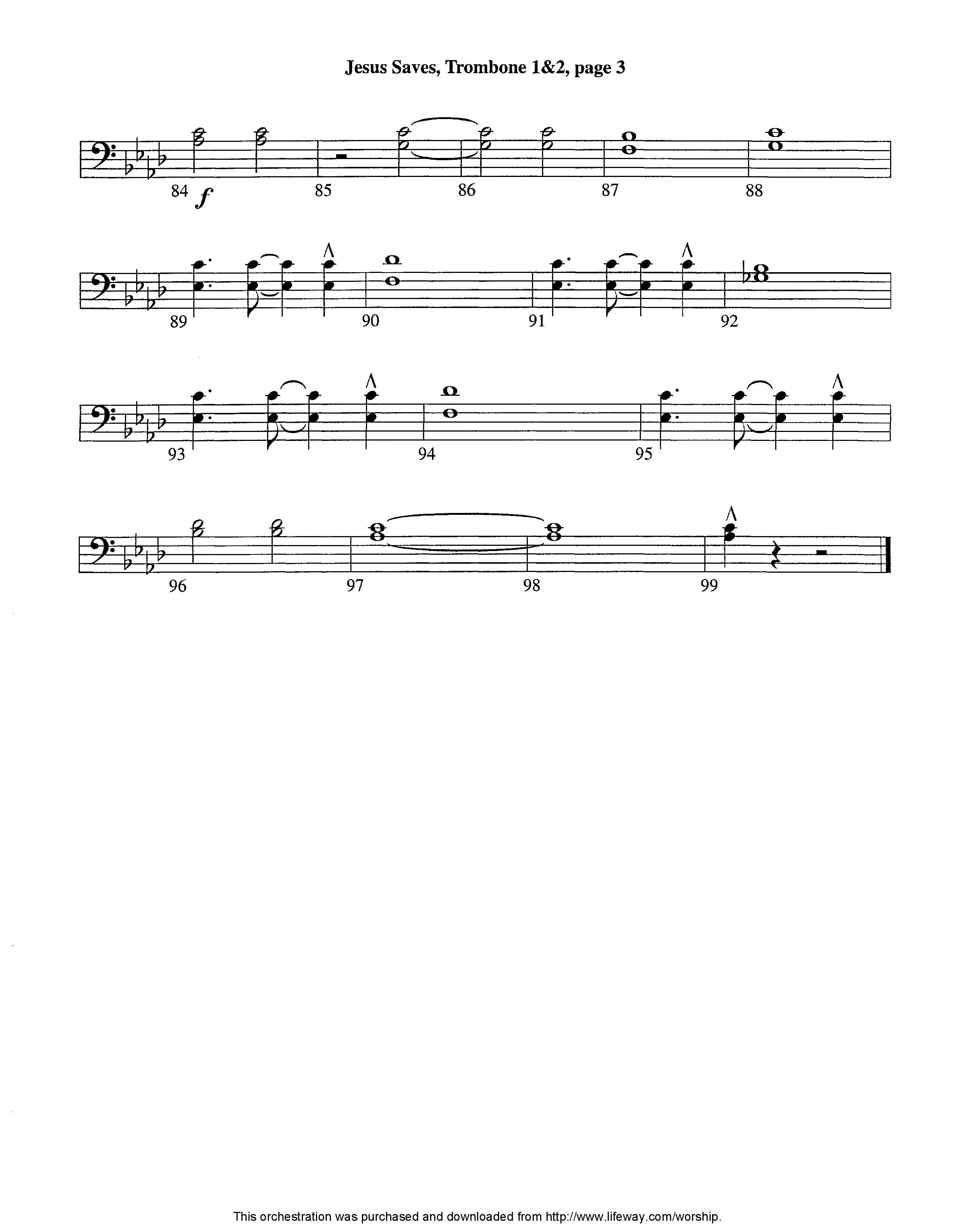 Jesus Saves (Instrumental) Trombone 1/2 (Lifeway Worship / Arr. Jeff Cranfill)