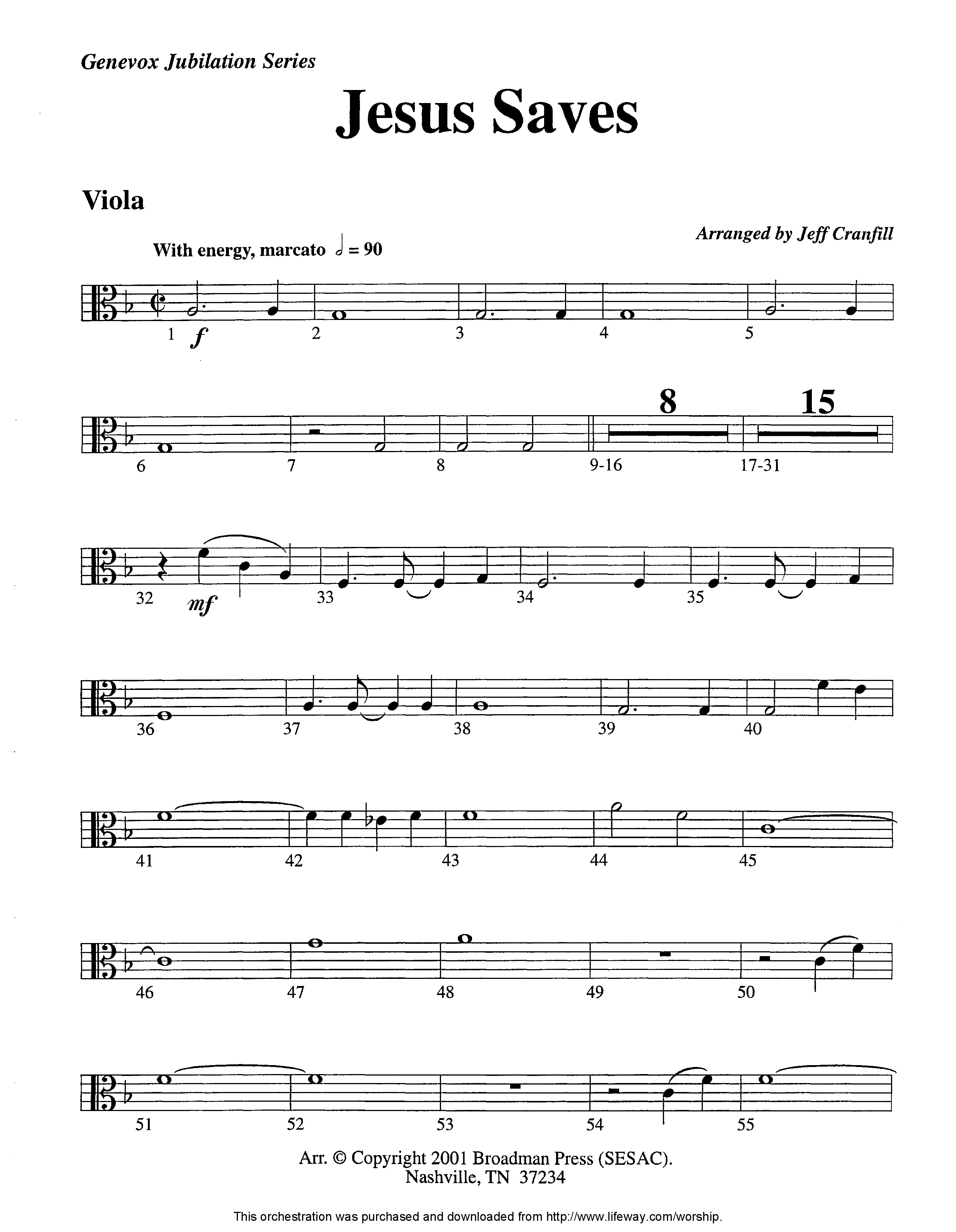 Jesus Saves (Instrumental) Viola (Lifeway Worship / Arr. Jeff Cranfill)