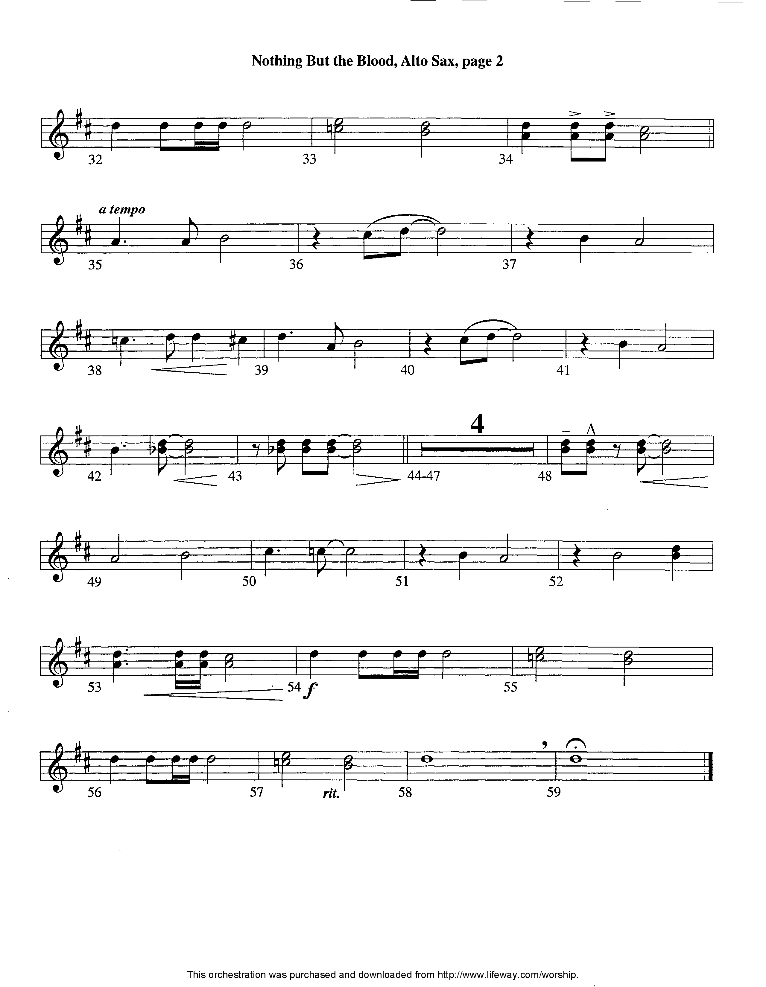 Nothing But The Blood (Instrumental) Alto Sax (Lifeway Worship / Arr. Ed Dickinson)